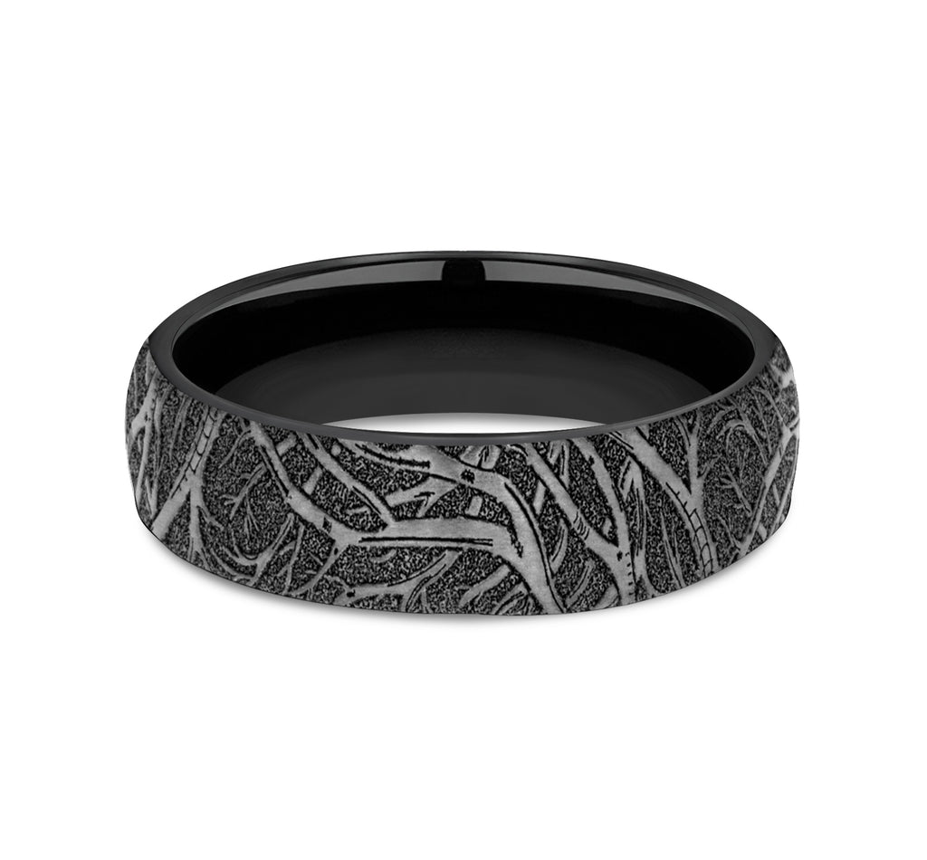 THE ARTEMIS 6.5mm, European comfort fit, Black Titanium, Forest branch pattern