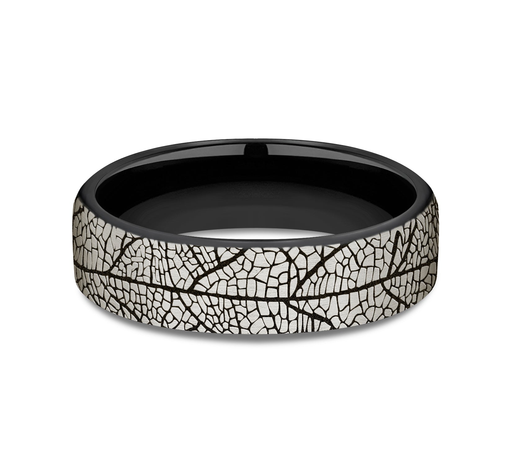 THE BERKSHIRE 6.5mm, Comfort fit, Grey/Black Titanium, Leaf pattern