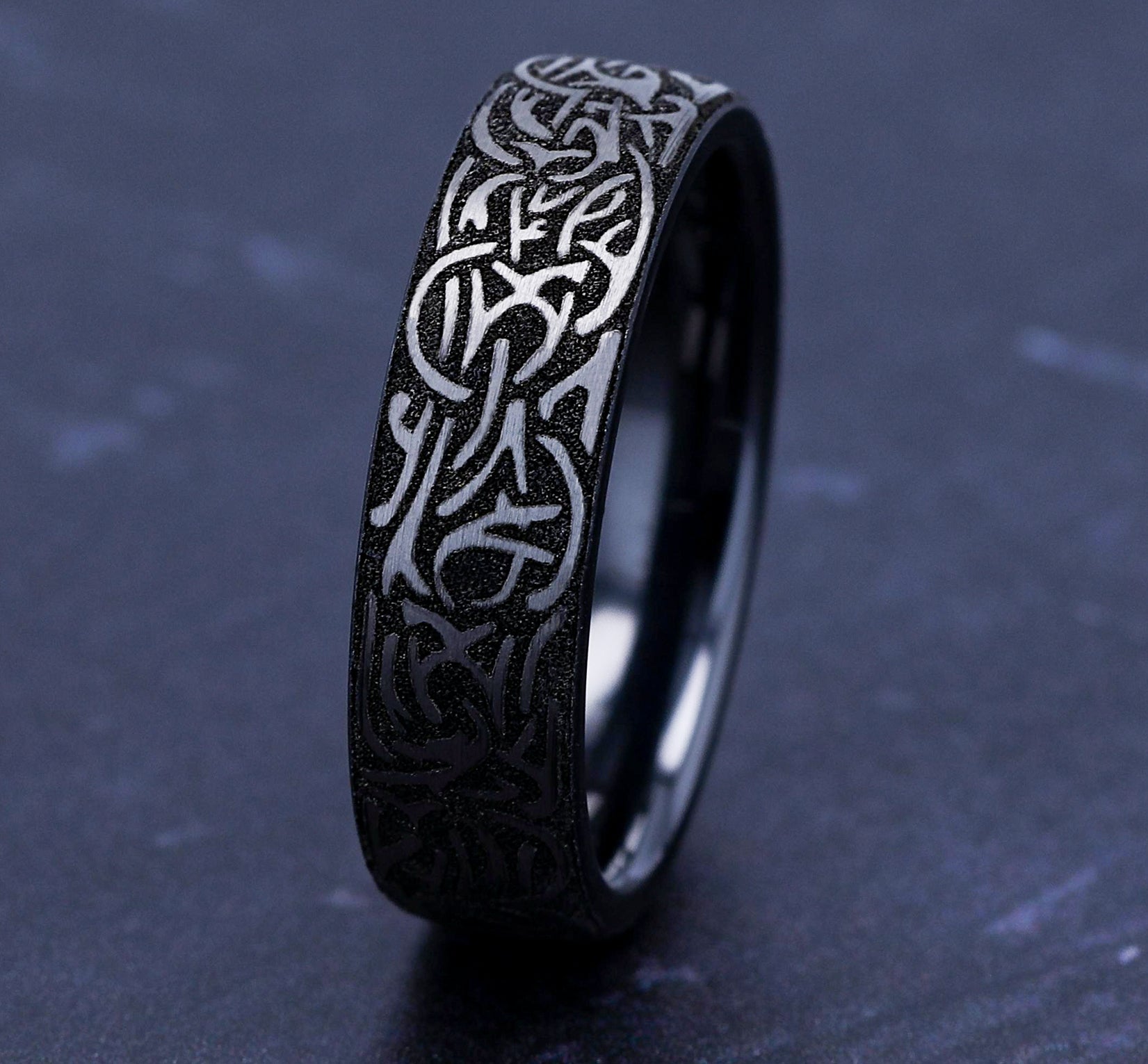 THORS HAMMER 6.5mm, European comfort fit, 14K Rose Gold and Grey-Black Titanium