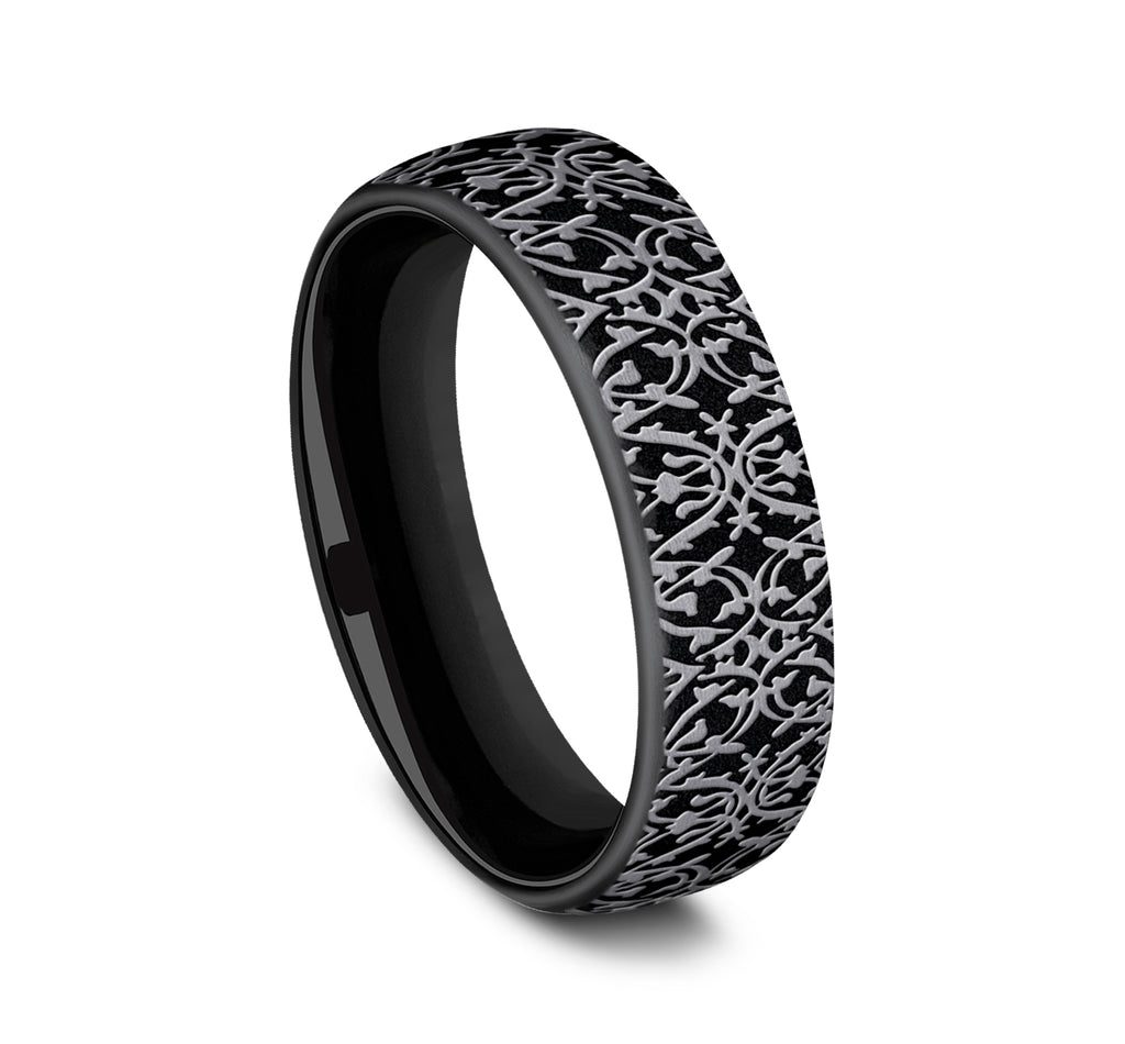THE SULTAN 6.5mm, European comfort fit, Grey and Black Titanium, Ottoman pattern