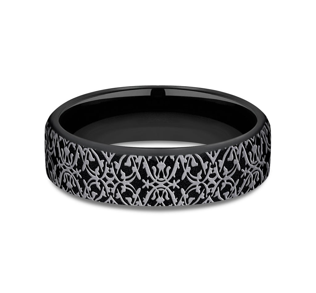 THE SULTAN 6.5mm, European comfort fit, Grey and Black Titanium, Ottoman pattern
