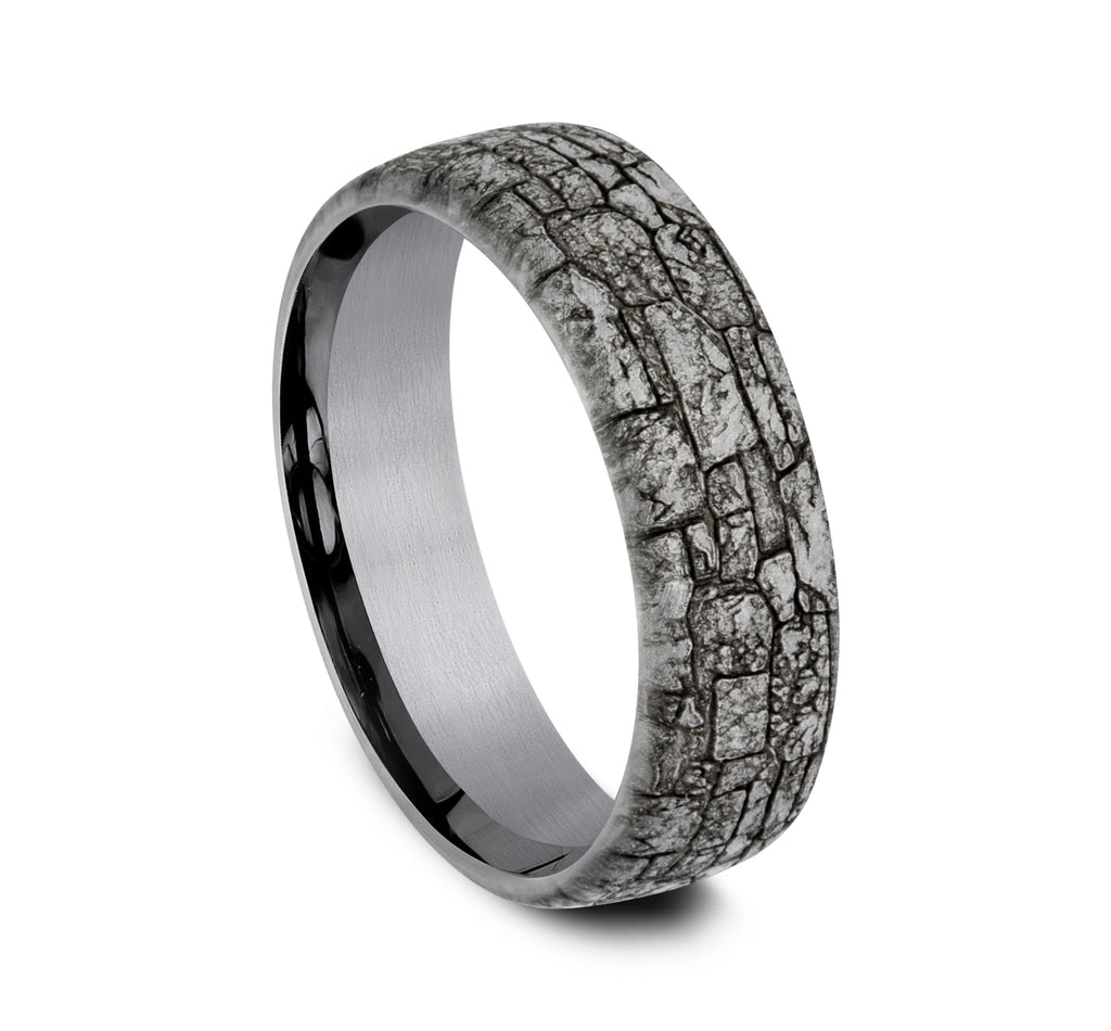 THE TROY 6.5mm, European comfort fit, Grey Tantalum, Stone wall pattern