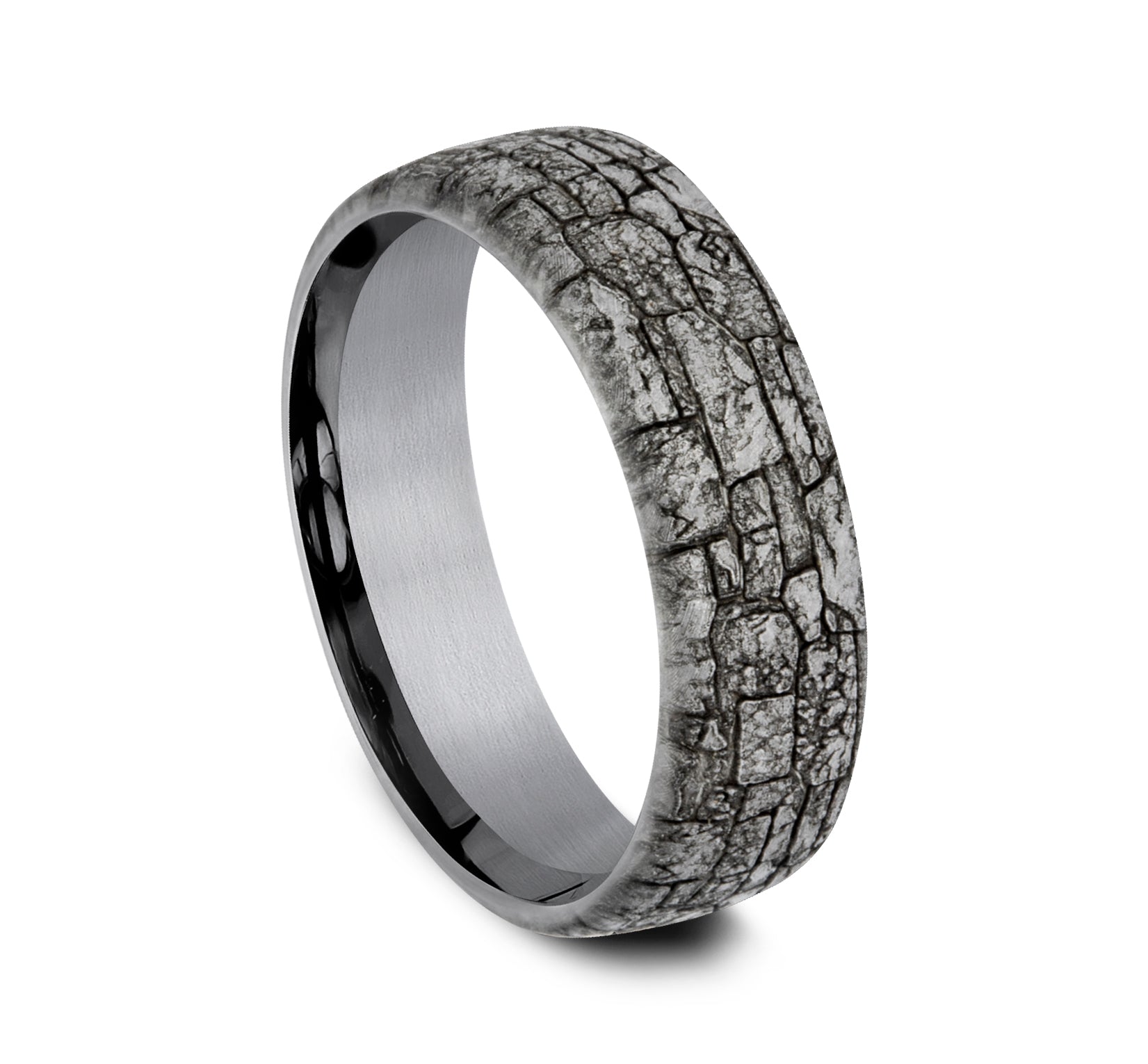 THE TROY 6.5mm, European comfort fit, Grey Tantalum, Stone wall pattern