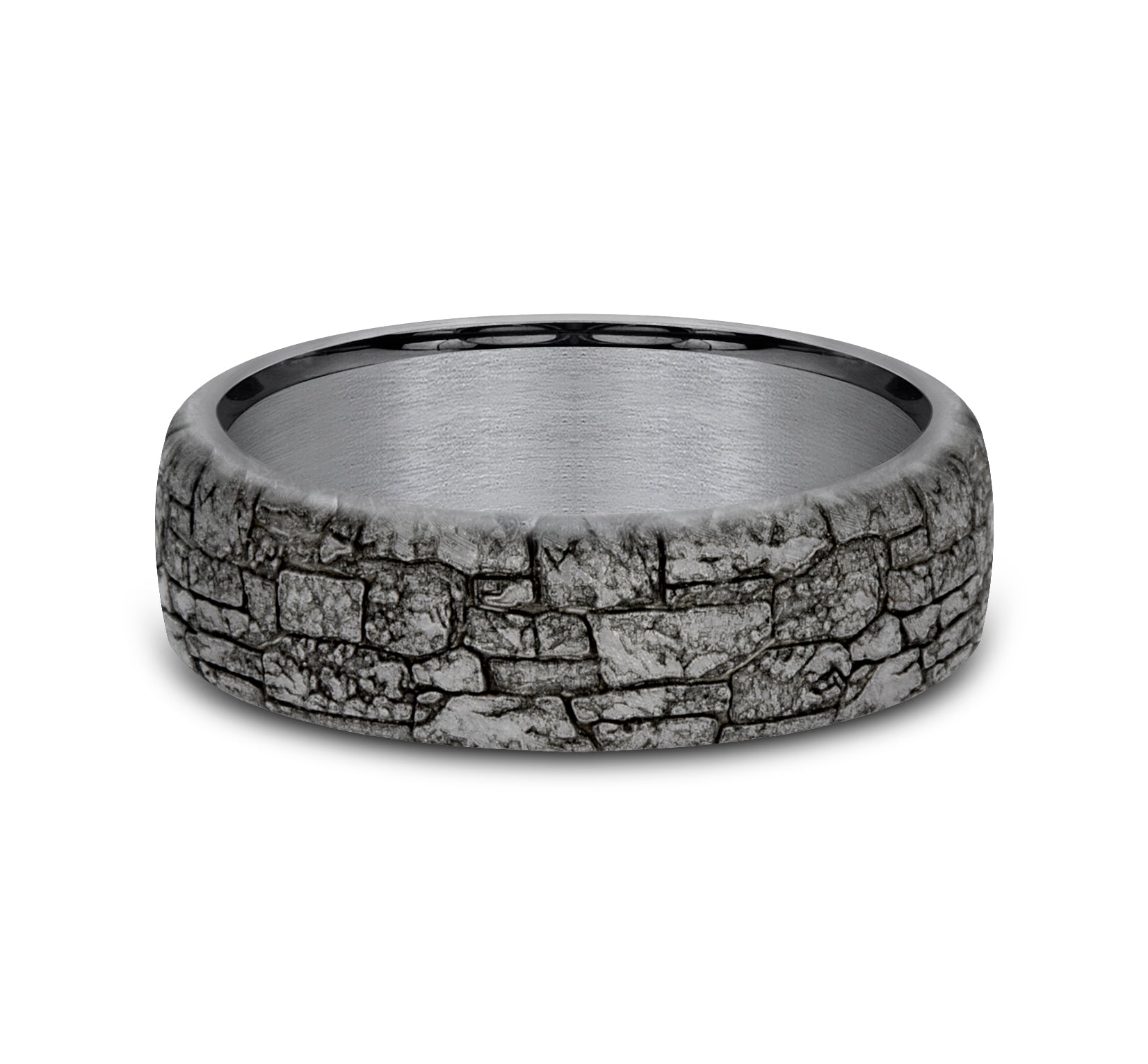 THE TROY 6.5mm, European comfort fit, Grey Tantalum, Stone wall pattern