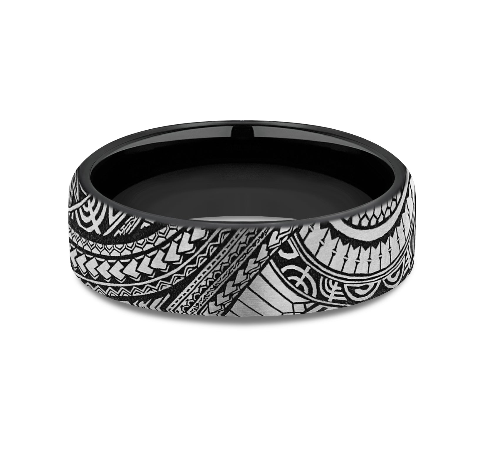 THE POLYNESIAN 6.5mm, European comfort fit, Grey-Black Titanium, Polynesian inspired design