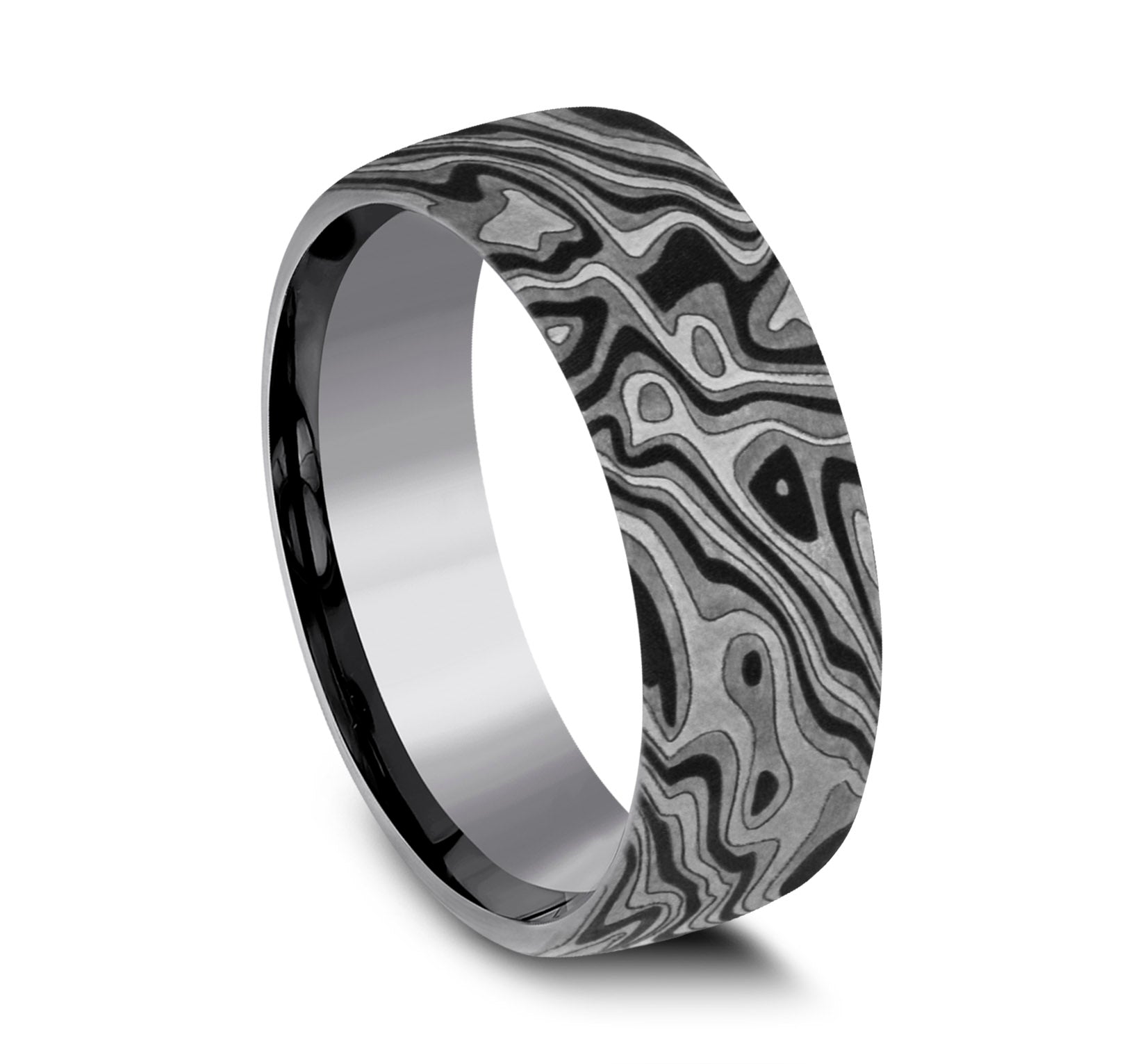THE SWITCH 7.5mm, European comfort fit, Grey Tantalum, Mokume pattern
