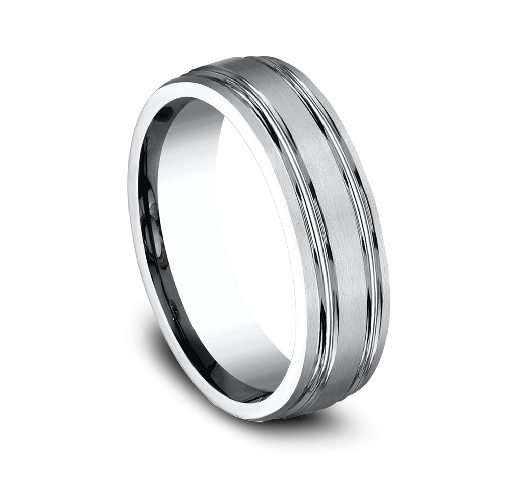 THE PULSE 6.5mm, Lightweight comfort fit, 14K White Gold, Satin finish, double polished center cuts