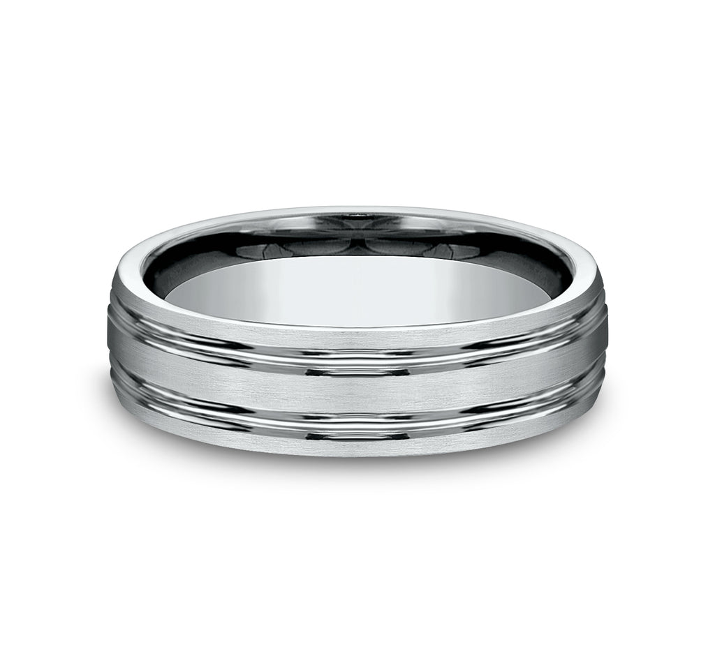 THE PULSE 6.5mm, Lightweight comfort fit, 14K White Gold, Satin finish, double polished center cuts