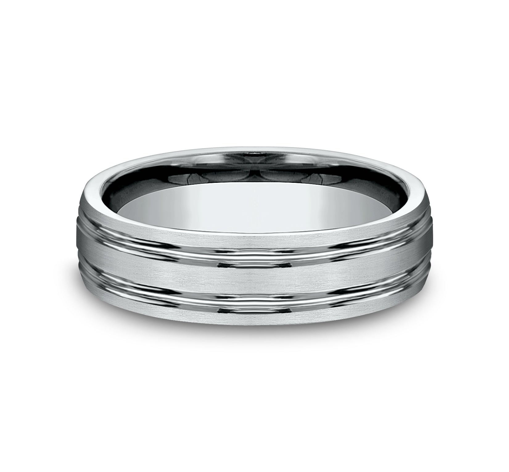 THE PULSE 6.5mm, Lightweight comfort fit, 14K White Gold, Satin finish, double polished center cuts
