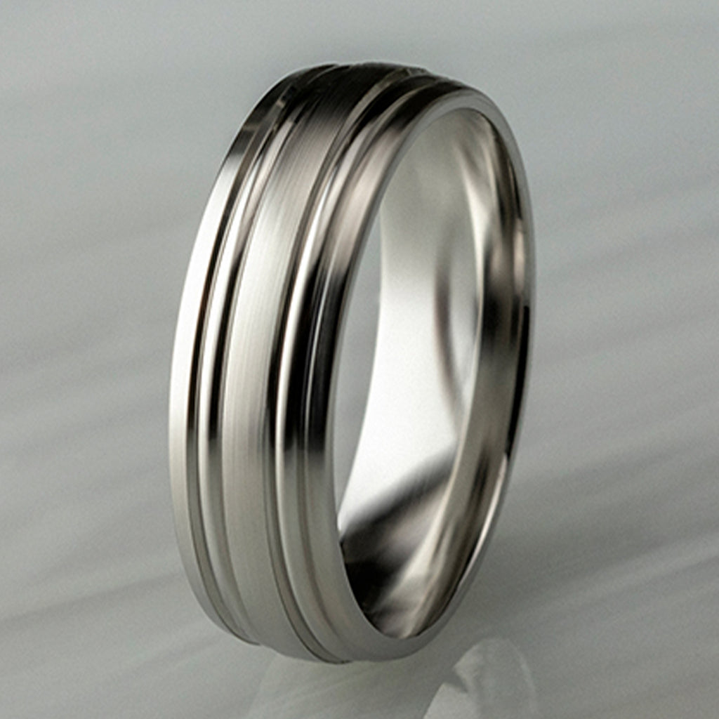 THE PULSE 6.5mm, Lightweight comfort fit, 14K White Gold, Satin finish, double polished center cuts