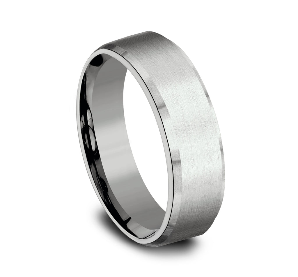 THE SQUIRE 6.5mm, Lightweight comfort fit, 14K White Gold, Satin finish, slightly beveled edges