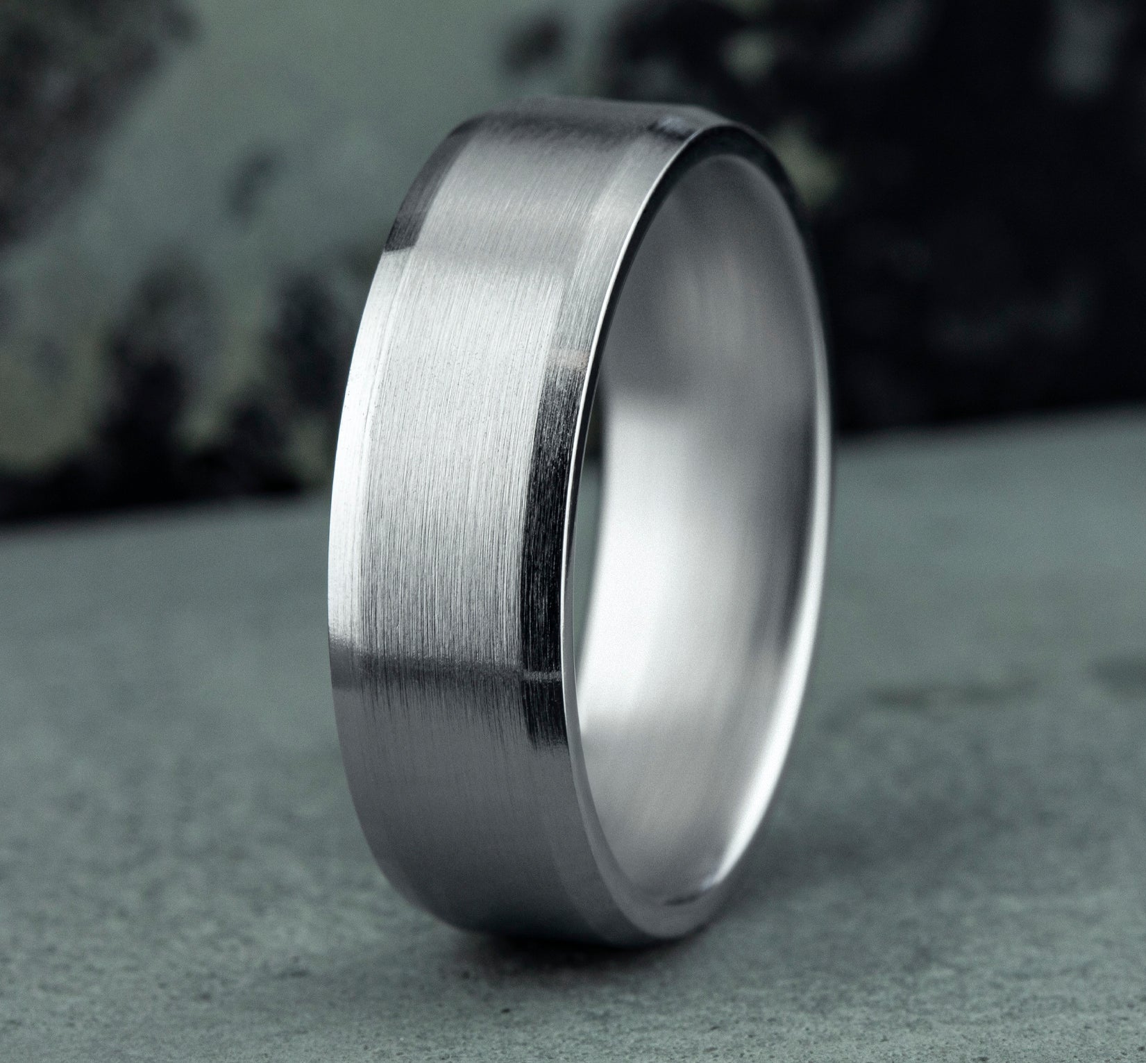 THE SQUIRE 6.5mm, Lightweight comfort fit, 14K White Gold, Satin finish, slightly beveled edges