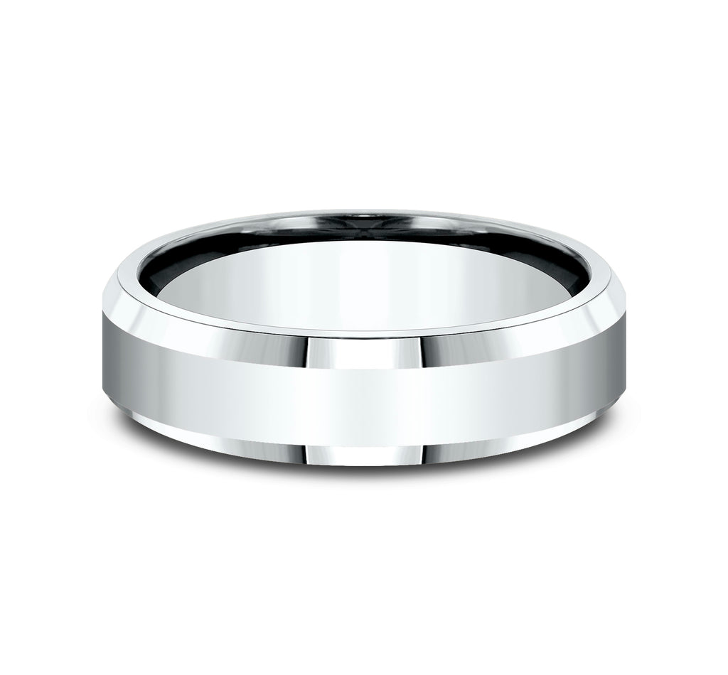 THE MERIDIAN 6.5mm, Lightweight comfort fit, 14K White Gold, High polished finish center and bevel edges