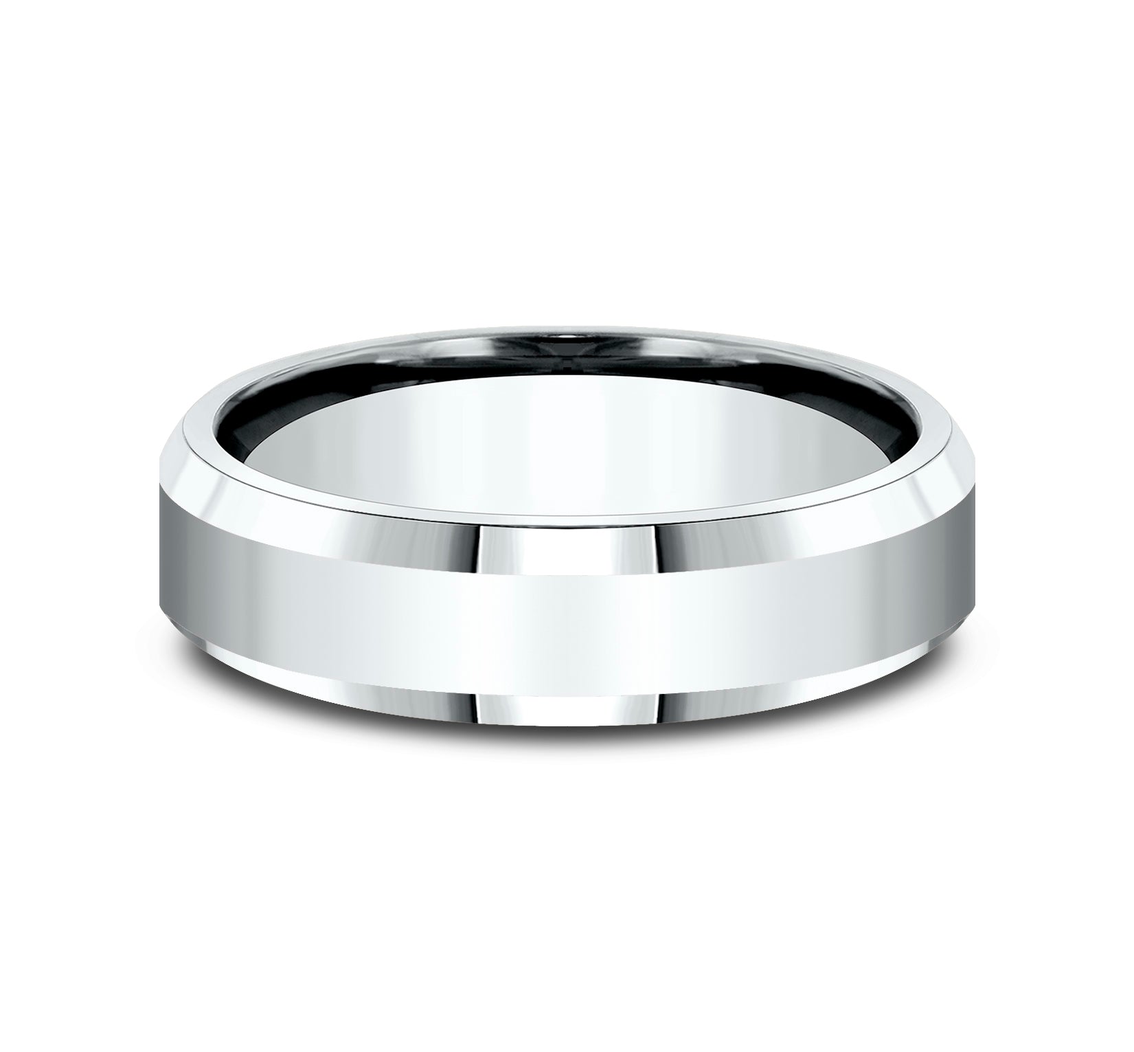 THE MERIDIAN 6.5mm, Lightweight comfort fit, 14K White Gold, High polished finish center and bevel edges