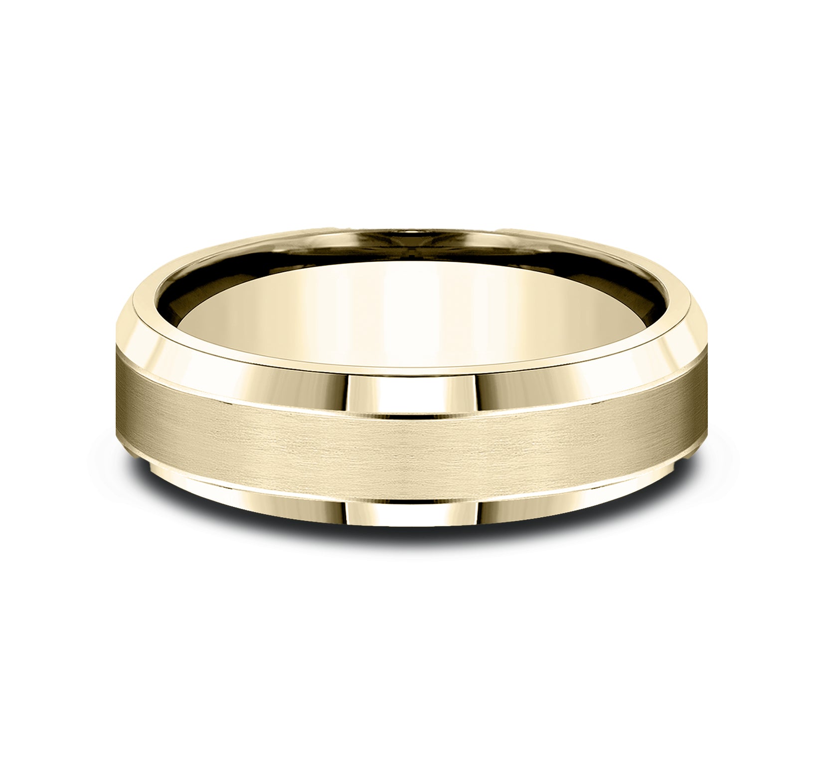 THE HORIZON 6.5mm, Lightweight comfort fit, 14K Yellow Gold, Satin center, polished bevel edges