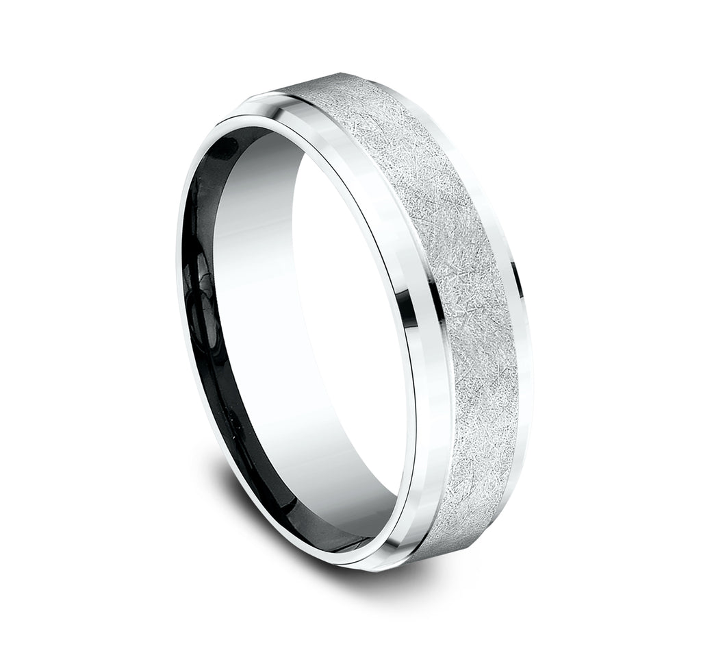 THE HELIX 6.5mm, Lightweight comfort fit, 14K White Gold, Swirl center, polished bevel edges