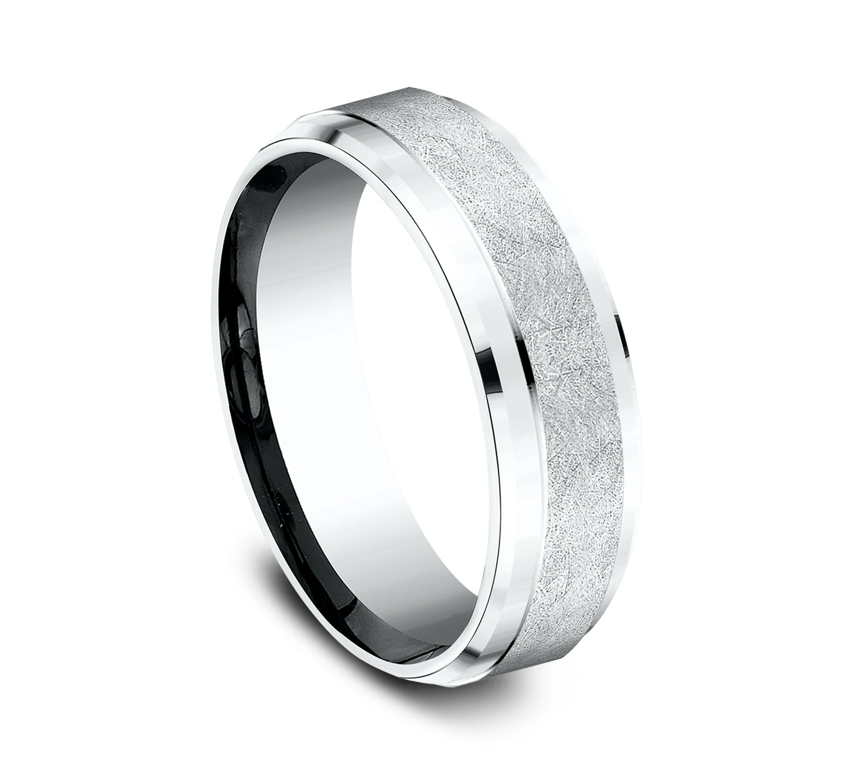 THE HELIX 6.5mm, Lightweight comfort fit, 14K White Gold, Swirl center, polished bevel edges