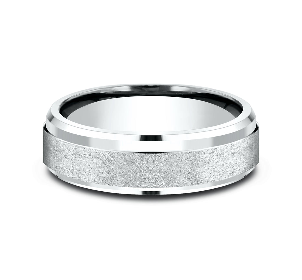 THE HELIX 6.5mm, Lightweight comfort fit, 14K White Gold, Swirl center, polished bevel edges