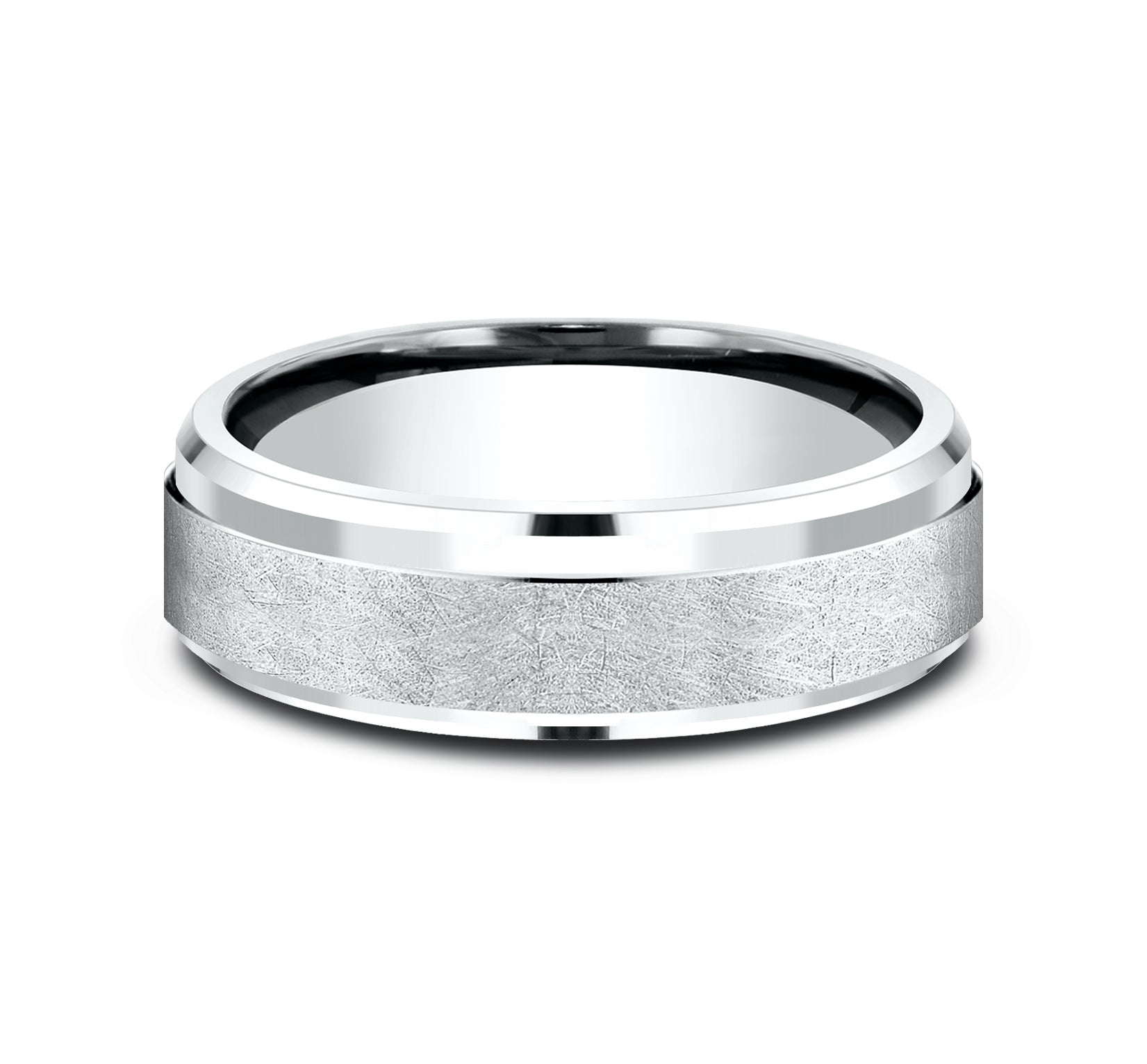 THE HELIX 6.5mm, Lightweight comfort fit, 14K White Gold, Swirl center, polished bevel edges