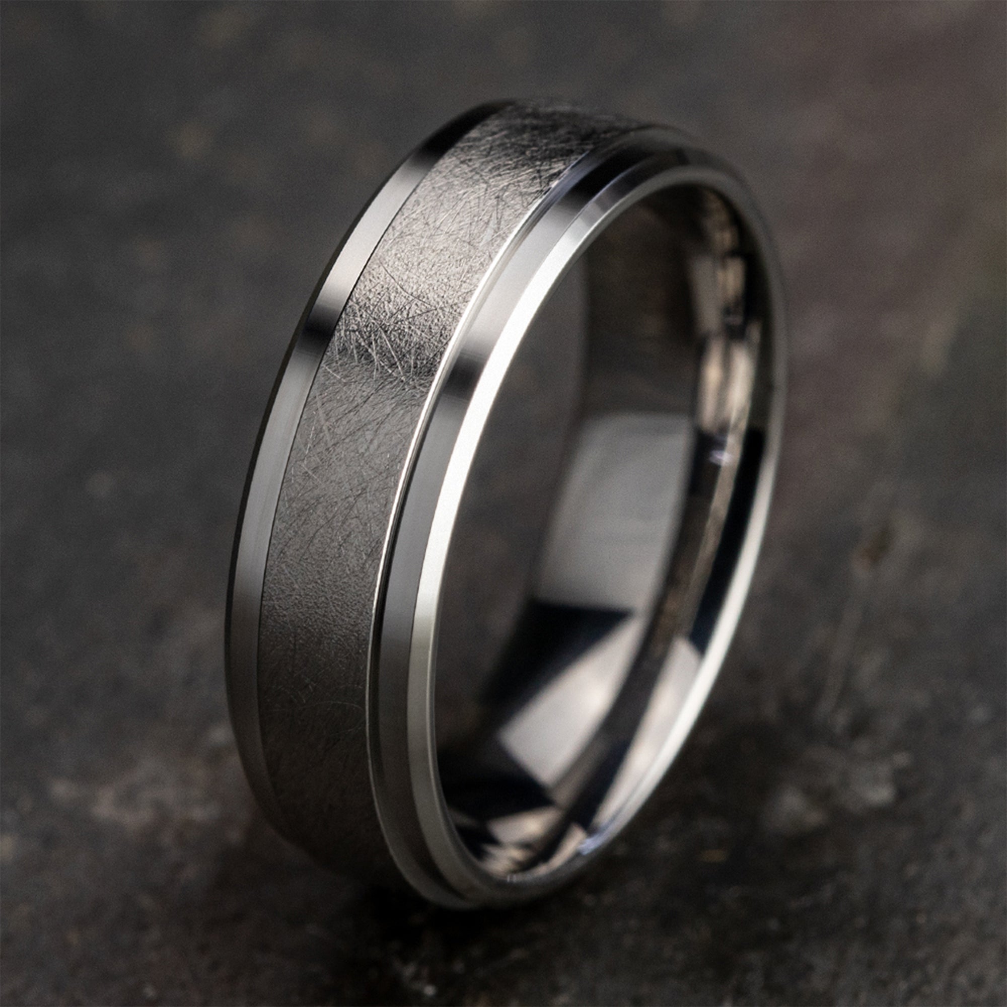 THE HELIX 6.5mm, Lightweight comfort fit, 14K White Gold, Swirl center, polished bevel edges