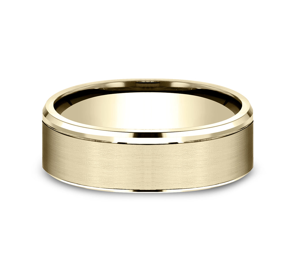 THE FRANKLIN 6.5mm, Lightweight comfort fit, 14K Yellow Gold, Satin finish, polished drop edges