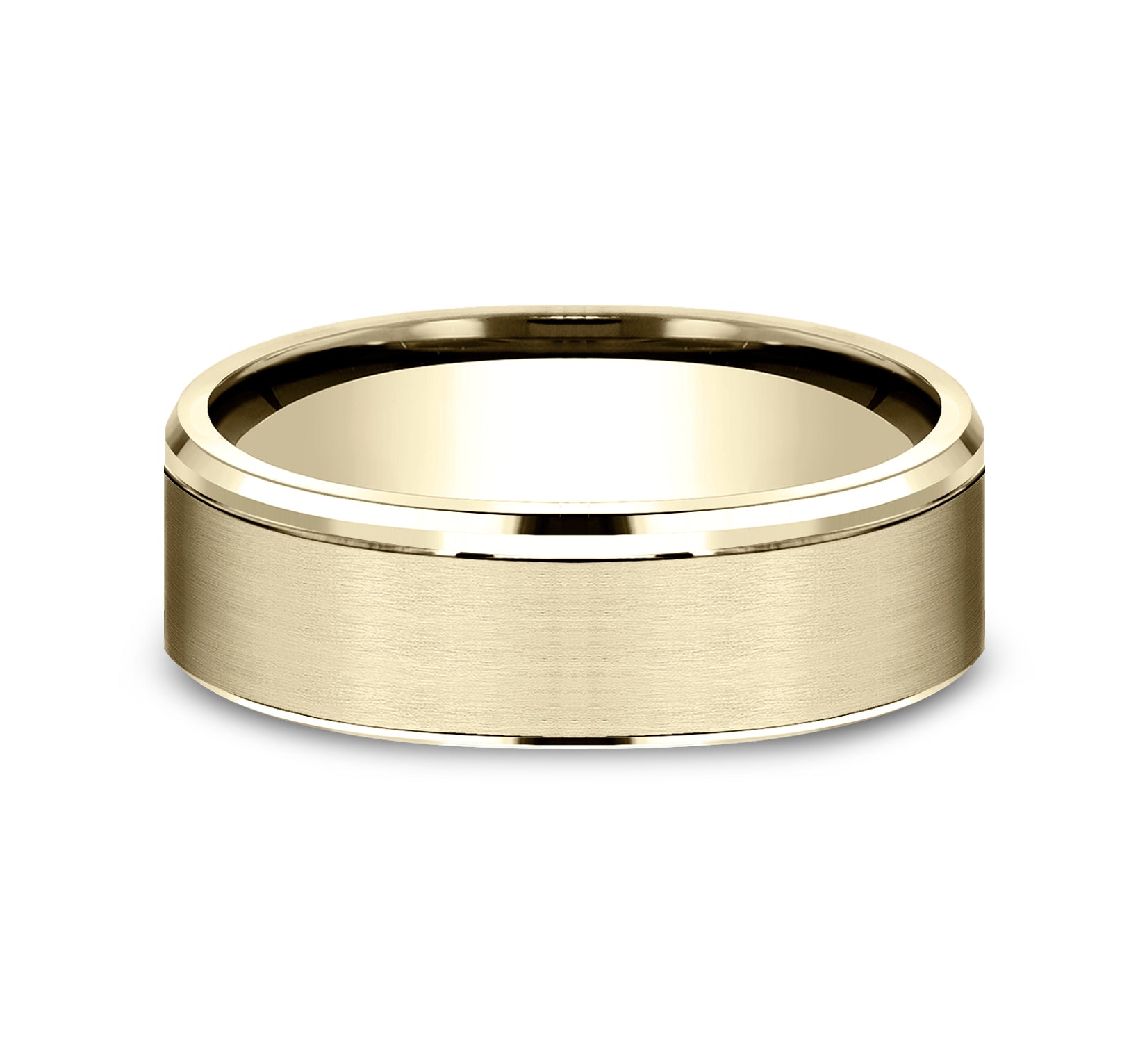 THE FRANKLIN 6.5mm, Lightweight comfort fit, 14K Yellow Gold, Satin finish, polished drop edges