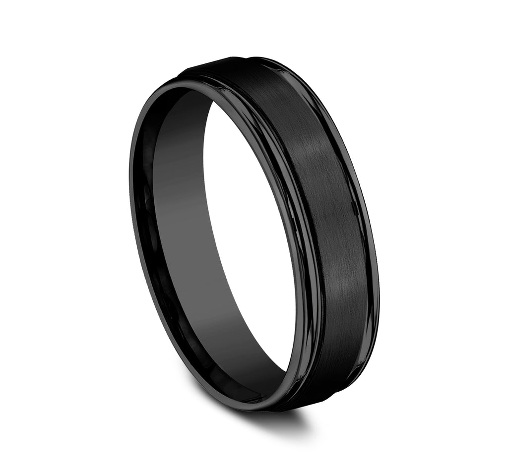 THE WASHINGTON 6mm, Comfort fit, Black Titanium, Satin center, polished round edges