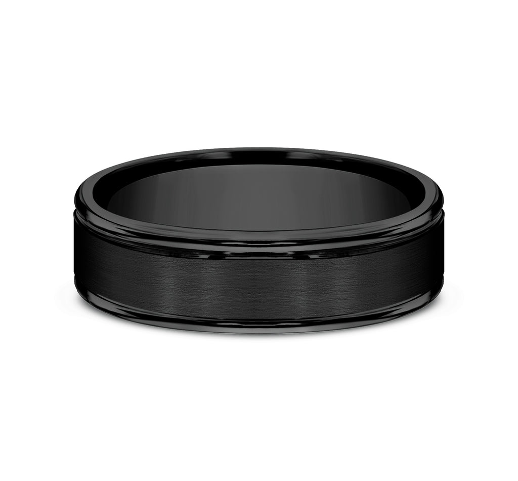 THE WASHINGTON 6mm, Comfort fit, Black Titanium, Satin center, polished round edges