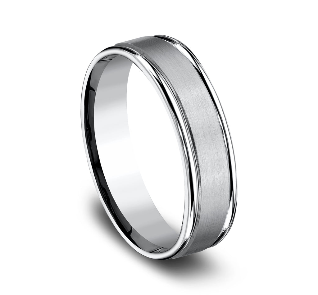 THE WASHINGTON 6mm, Comfort fit, White Cobalt, Satin center, polished round edges