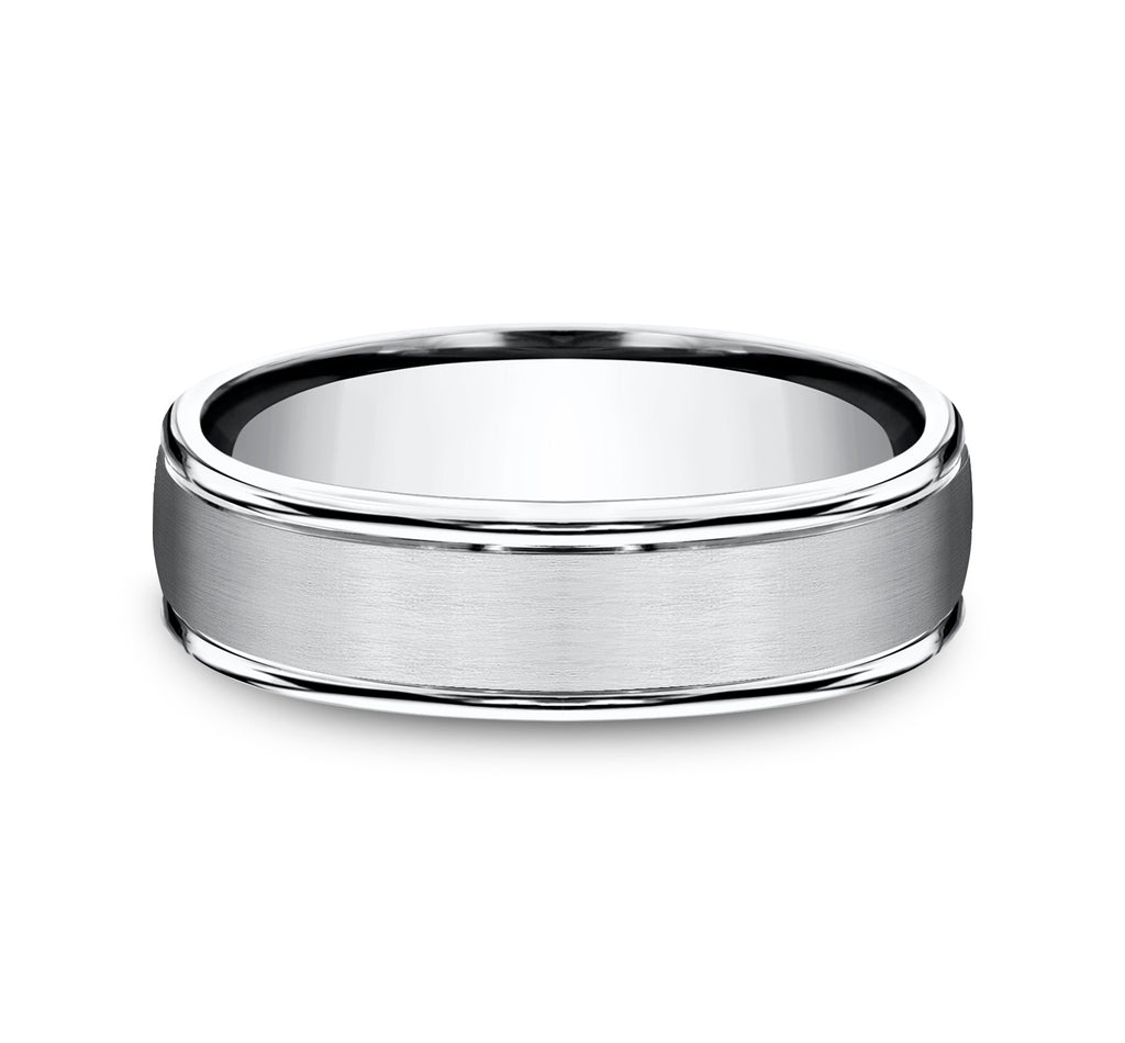 THE WASHINGTON 6mm, Comfort fit, White Cobalt, Satin center, polished round edges