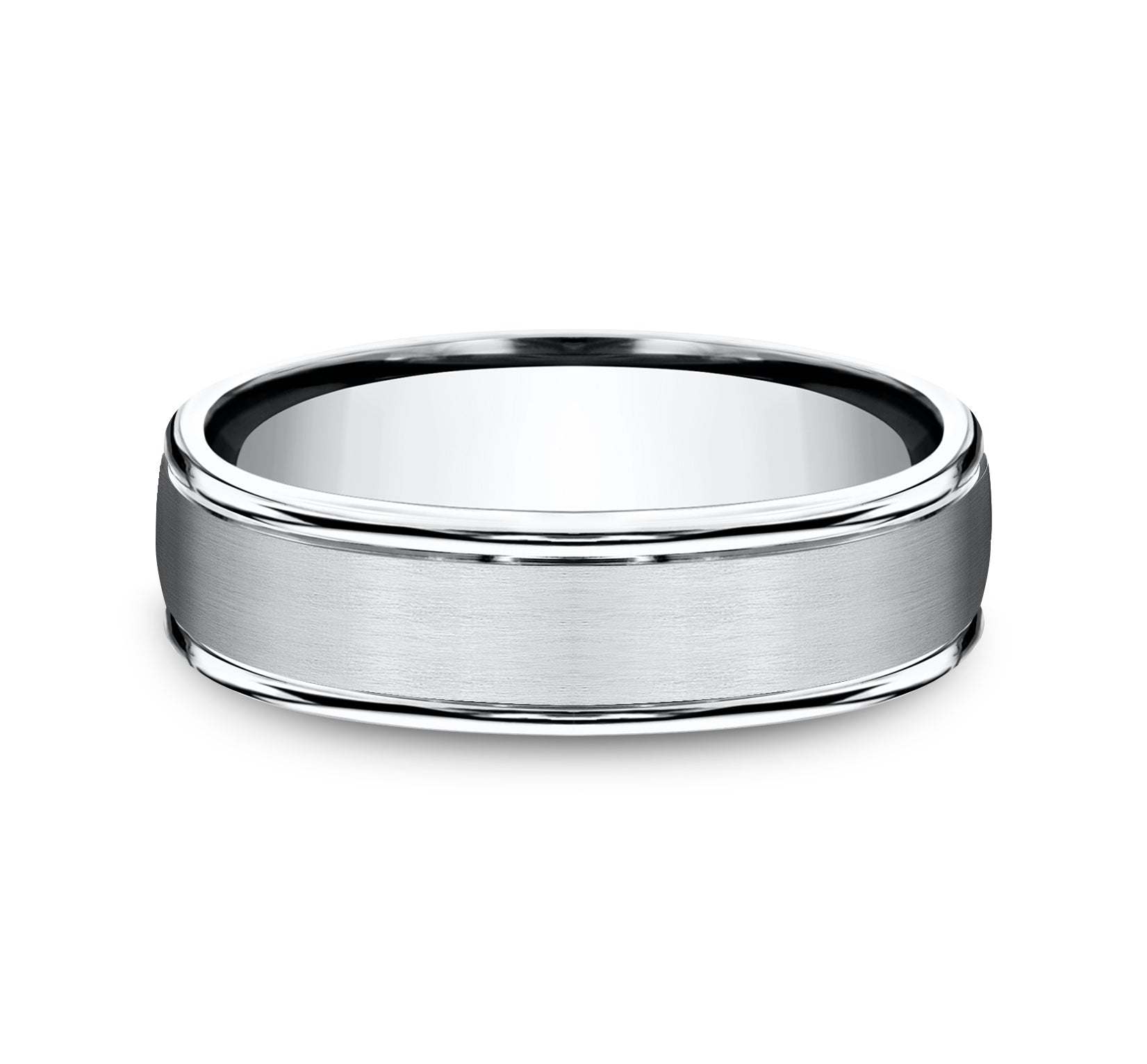 THE WASHINGTON 6mm, Comfort fit, White Cobalt, Satin center, polished round edges