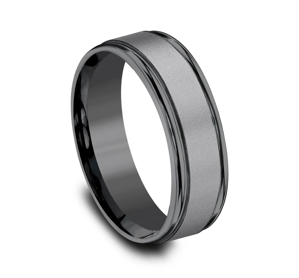 THE WASHINGTON 7mm, Comfort fit, Dark Tantalum, Satin center, polished round edges