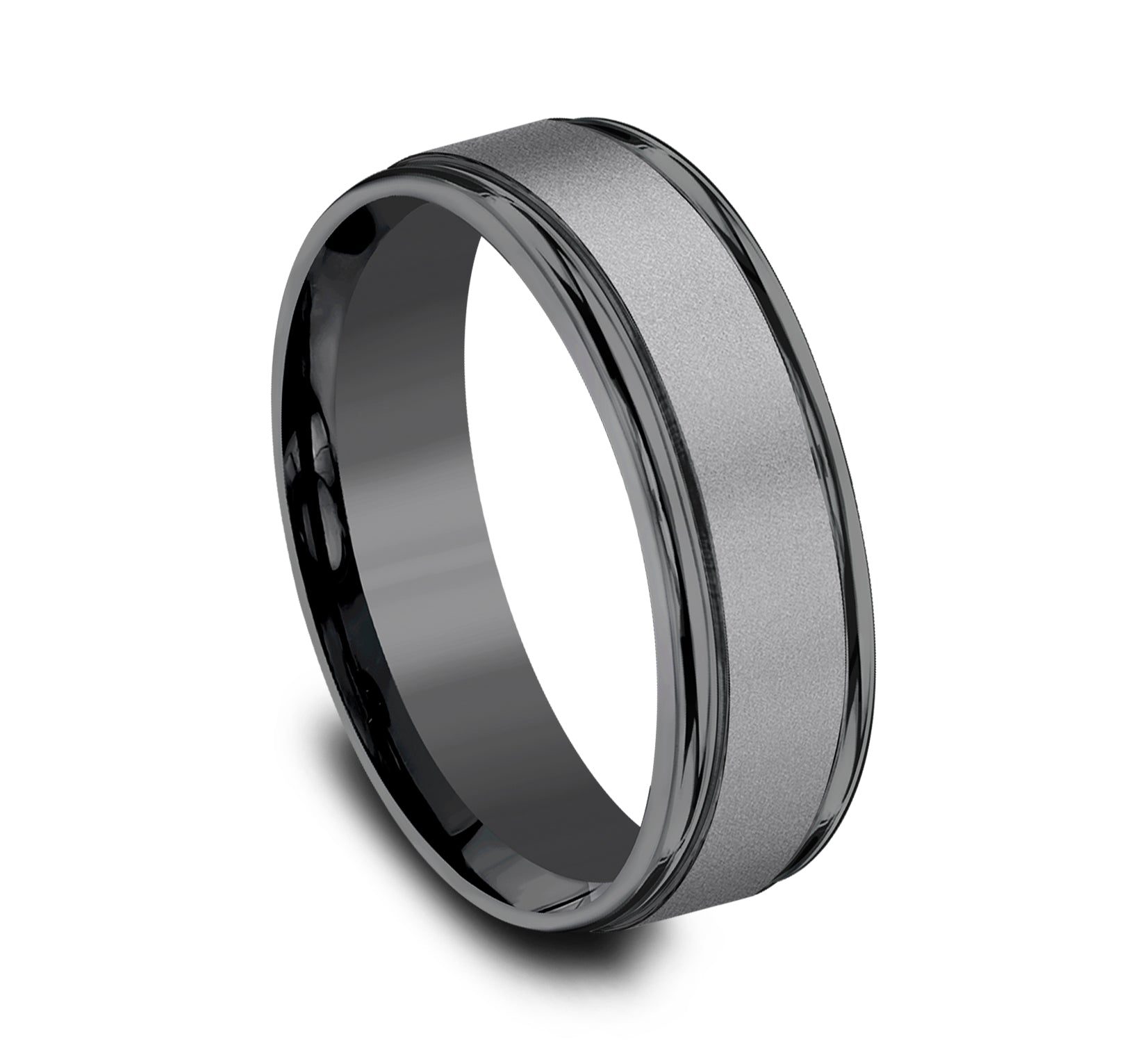 THE WASHINGTON 7mm, Comfort fit, Dark Tantalum, Satin center, polished round edges