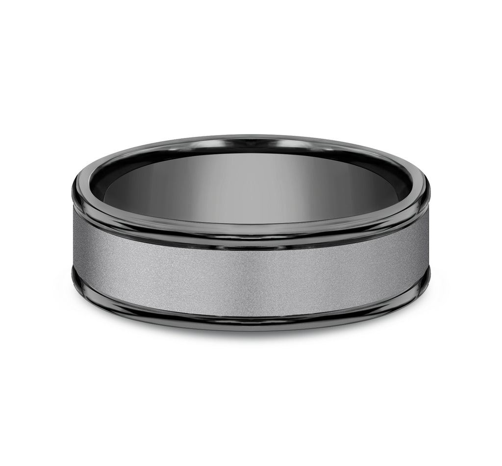 THE WASHINGTON 7mm, Comfort fit, Dark Tantalum, Satin center, polished round edges