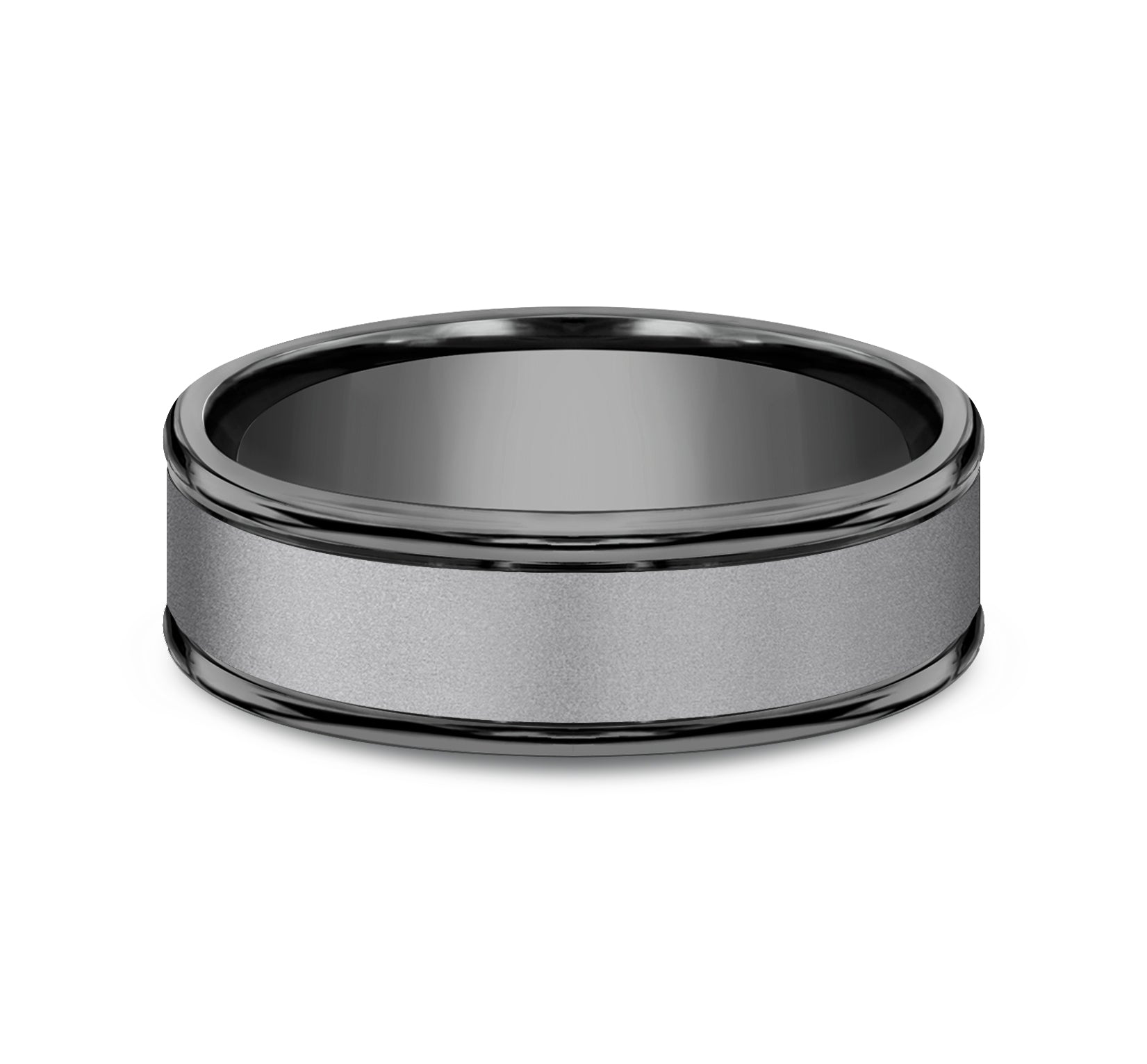 THE WASHINGTON 7mm, Comfort fit, Dark Tantalum, Satin center, polished round edges