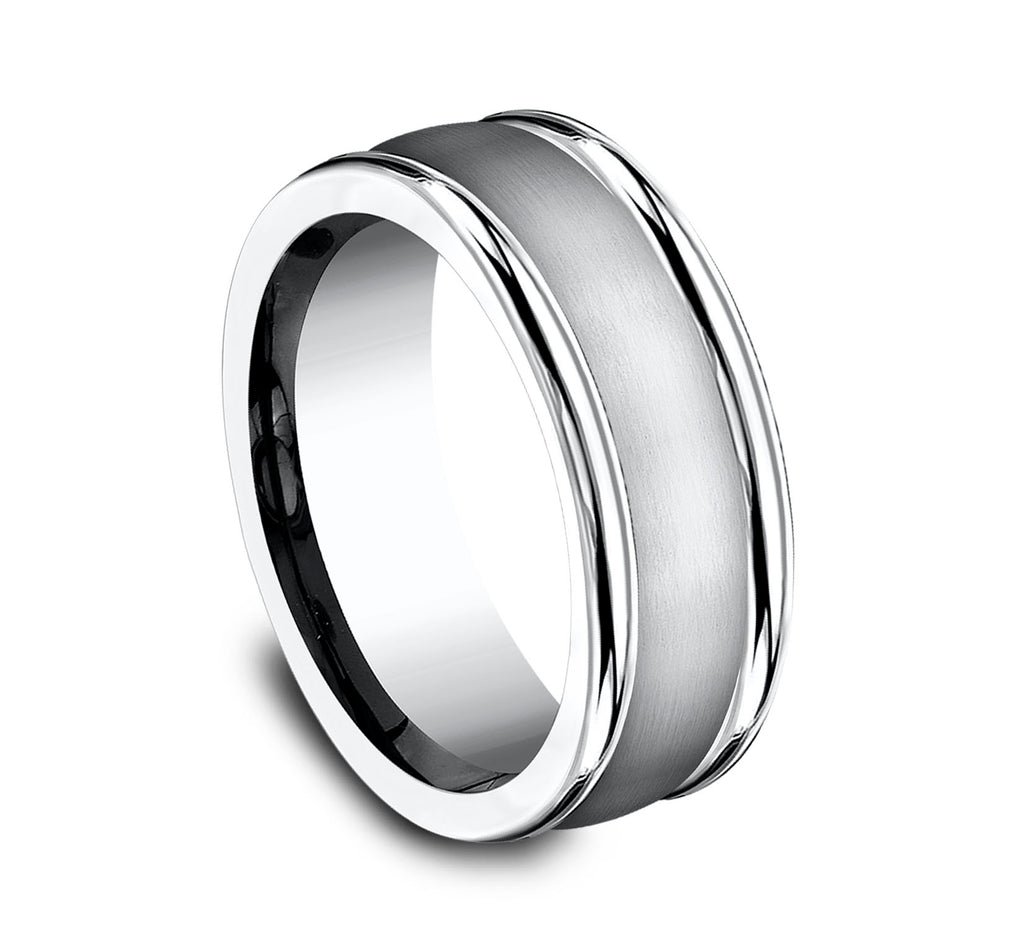 THE WASHINGTON 8mm, Comfort fit, White Cobalt, Satin center, polished round edges