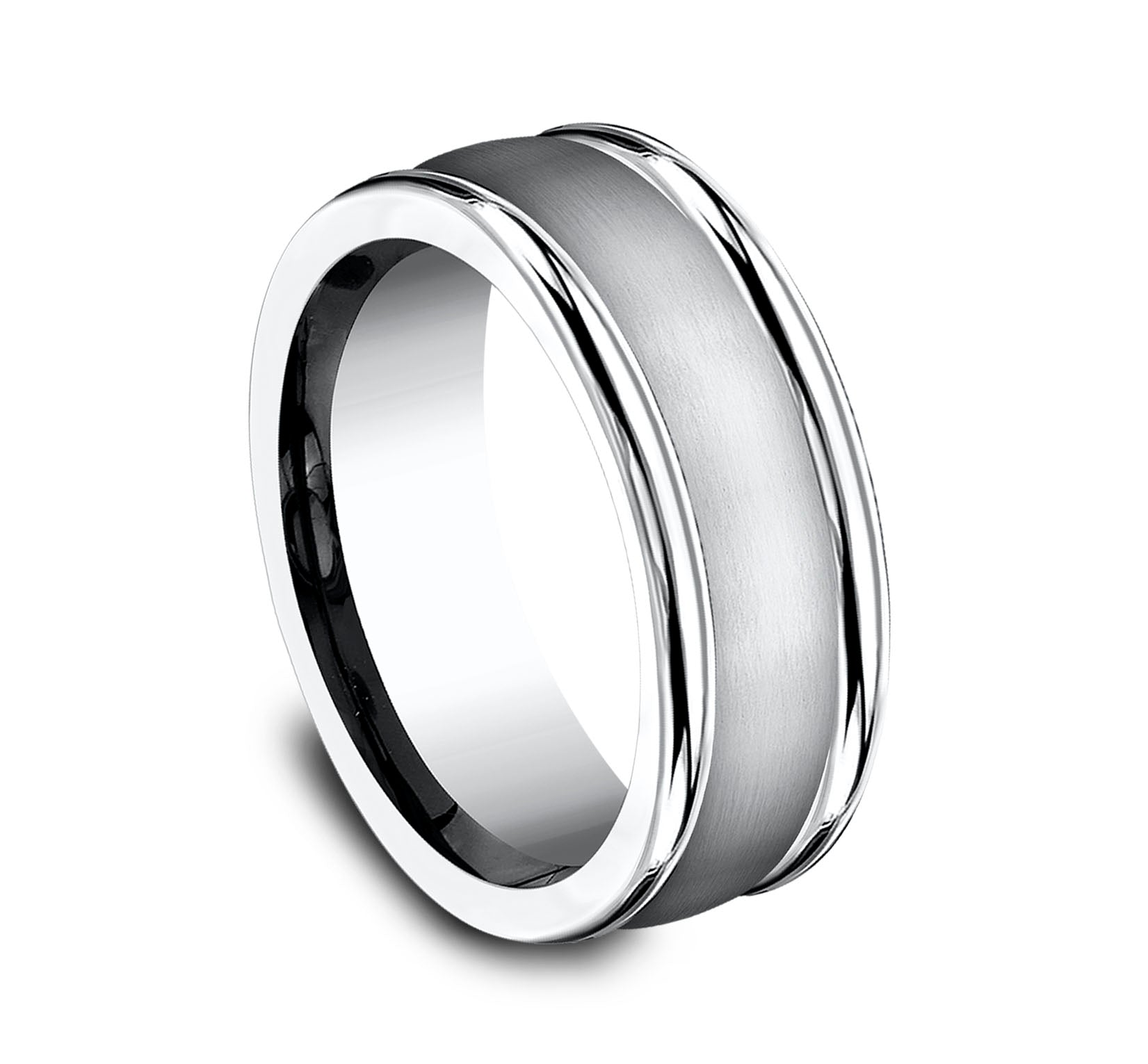 THE WASHINGTON 8mm, Comfort fit, White Cobalt, Satin center, polished round edges