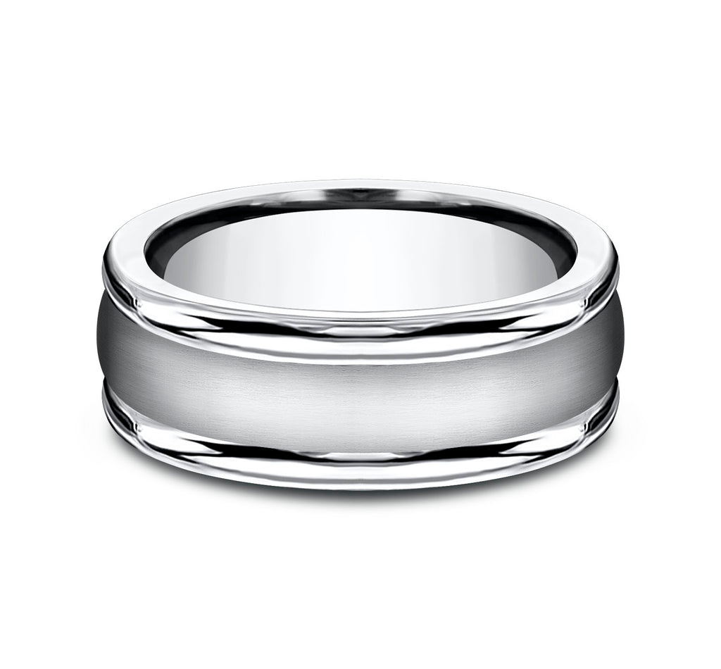 THE WASHINGTON 8mm, Comfort fit, White Cobalt, Satin center, polished round edges