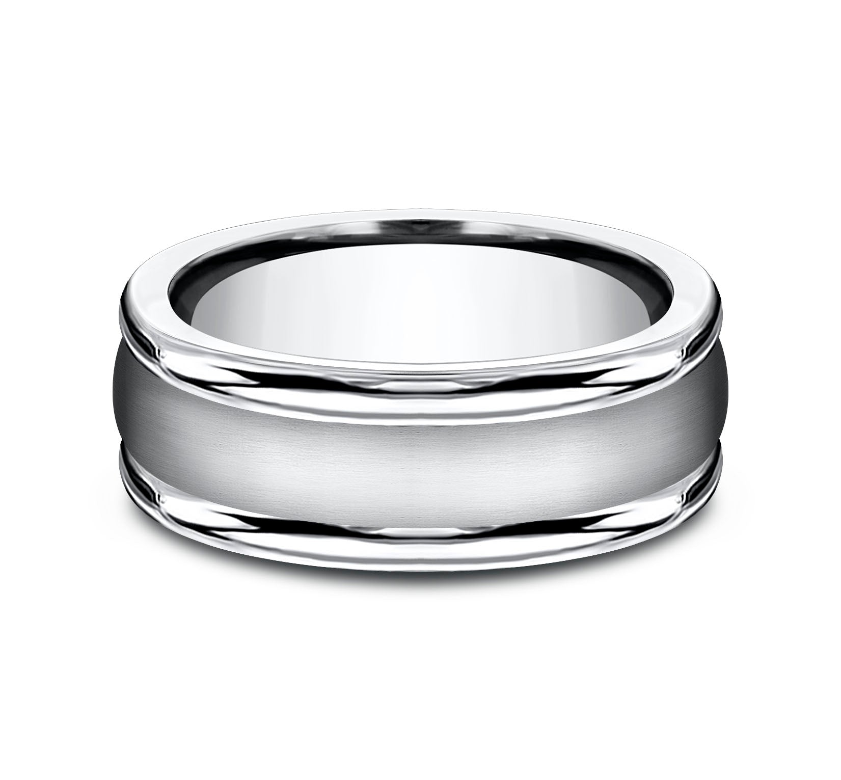 THE WASHINGTON 8mm, Comfort fit, White Cobalt, Satin center, polished round edges