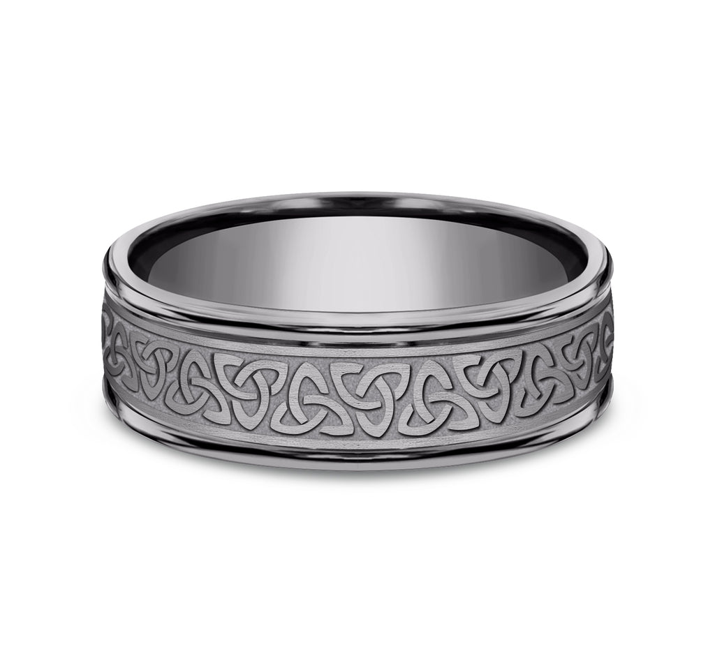 THE LIMERICK 7mm, Comfort fit, Grey Tantalum, Celtic knot pattern, polished round edges