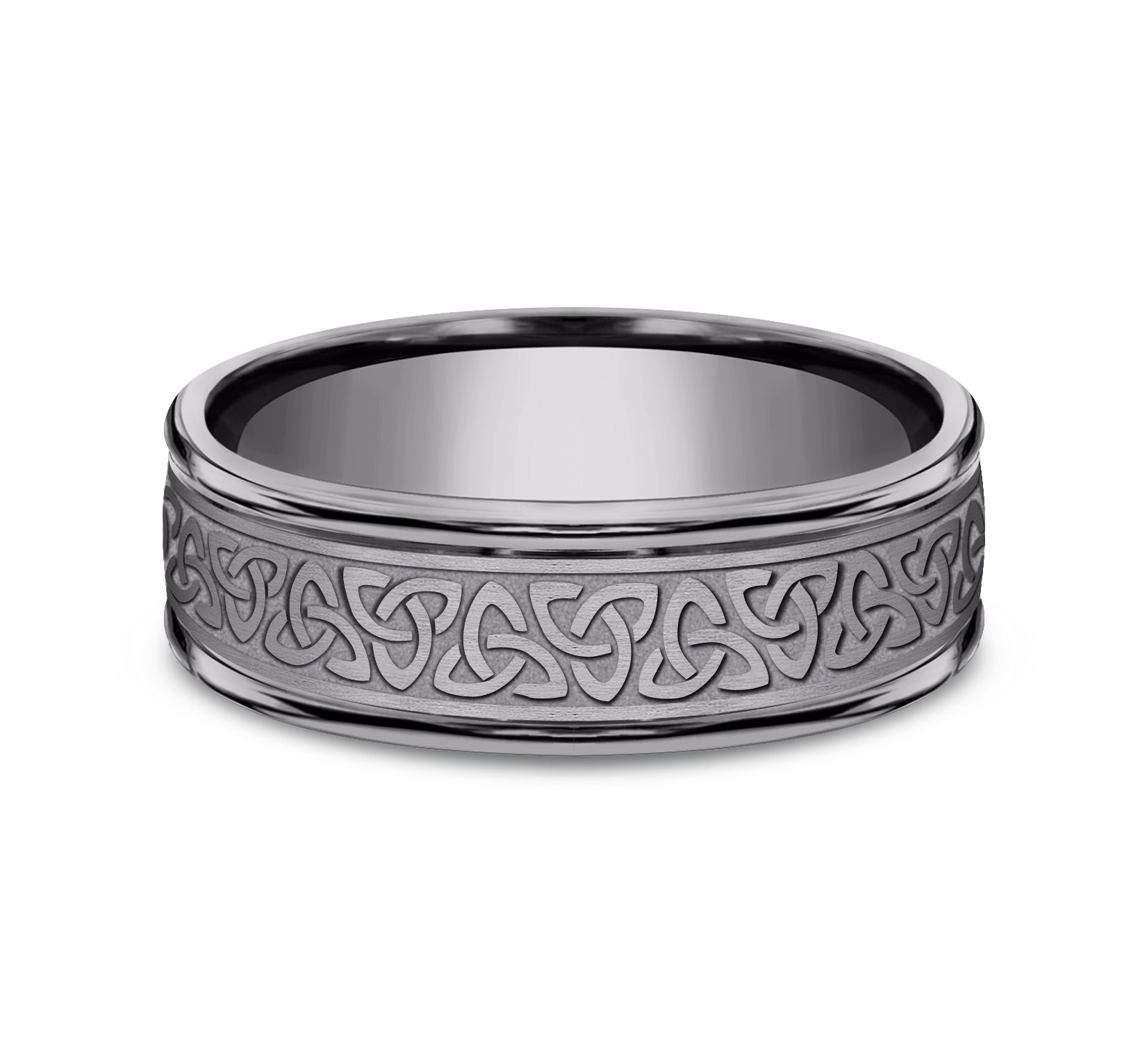 THE LIMERICK 7mm, Comfort fit, Grey Tantalum, Celtic knot pattern, polished round edges