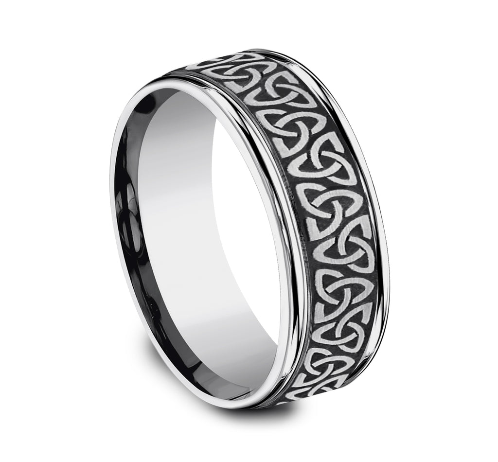 THE LIMERICK 8mm, Comfort fit, Tungsten, Celtic knot pattern, polished round edges
