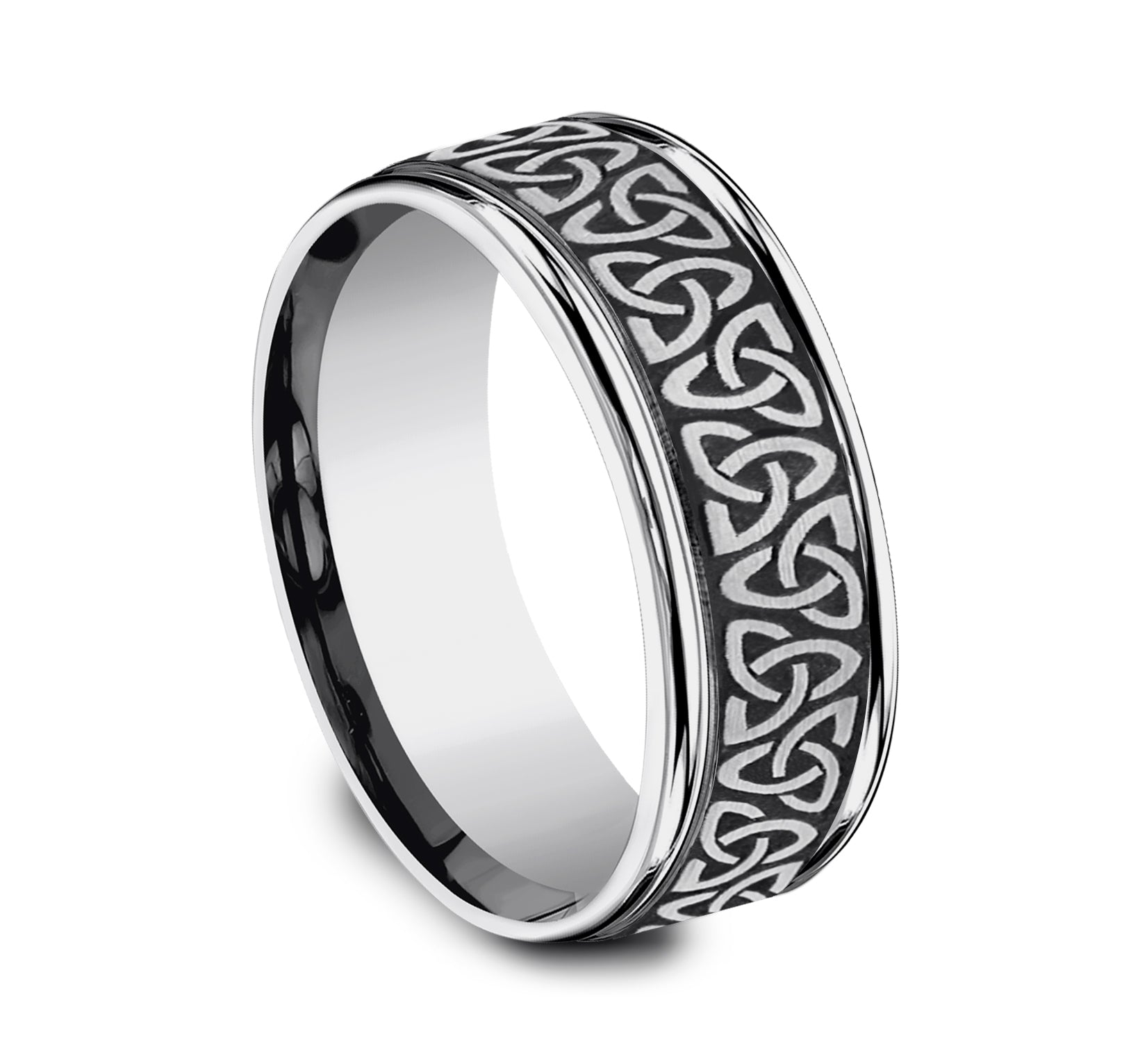 THE LIMERICK 8mm, Comfort fit, Tungsten, Celtic knot pattern, polished round edges