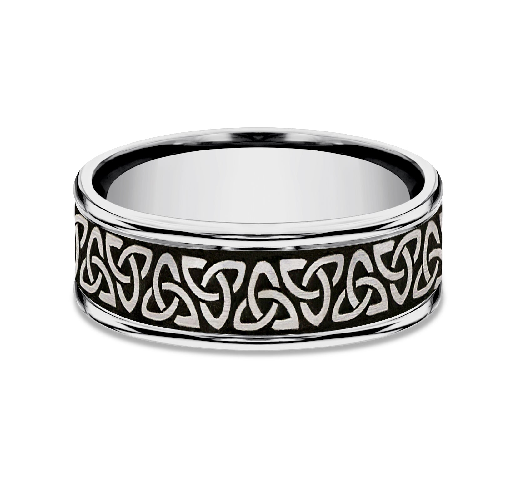 THE LIMERICK 8mm, Comfort fit, Tungsten, Celtic knot pattern, polished round edges