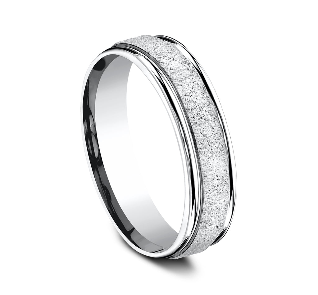 THE EZRA 6.5mm, Comfort fit, White Cobalt, Swirl finish, polished round edges