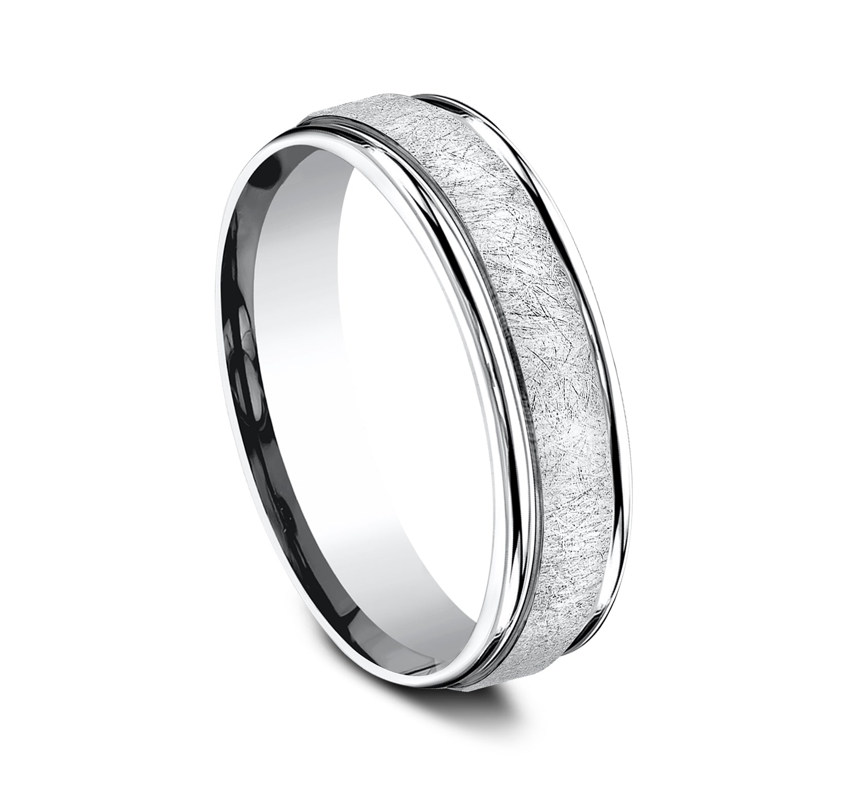 THE EZRA 6.5mm, Comfort fit, White Cobalt, Swirl finish, polished round edges
