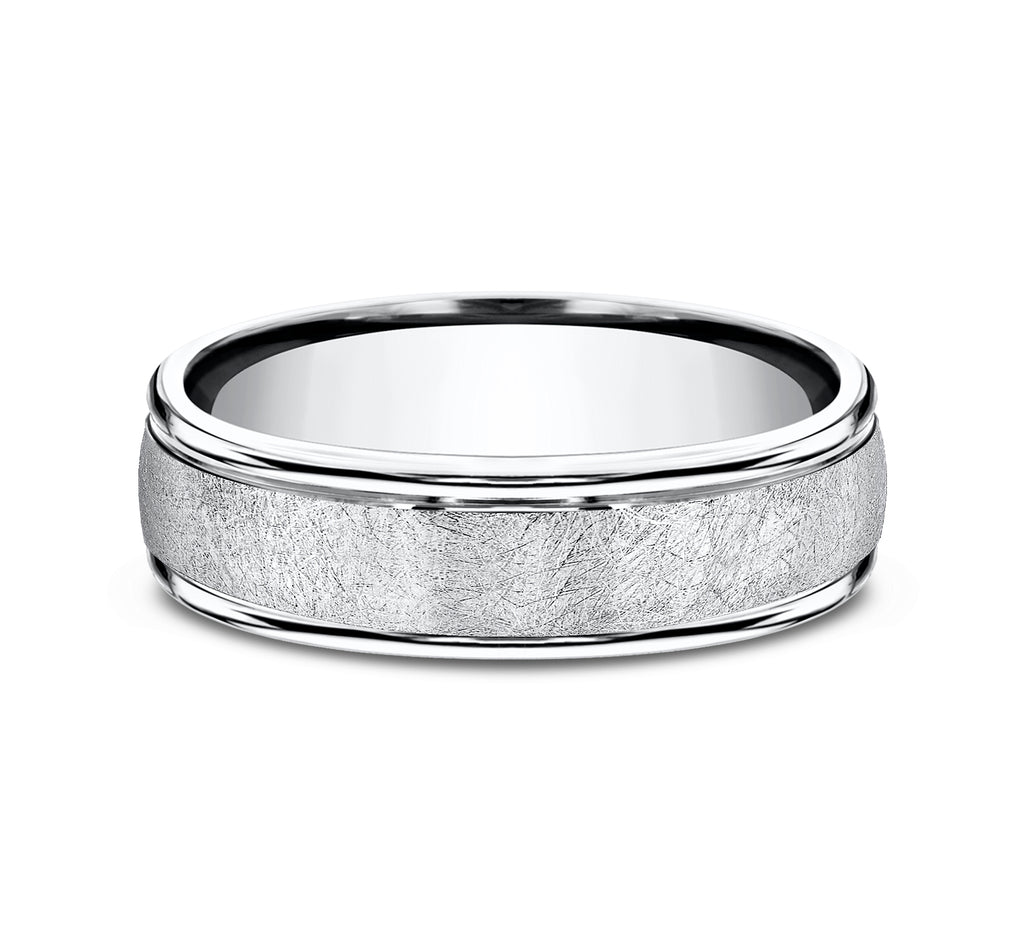 THE EZRA 6.5mm, Comfort fit, White Cobalt, Swirl finish, polished round edges
