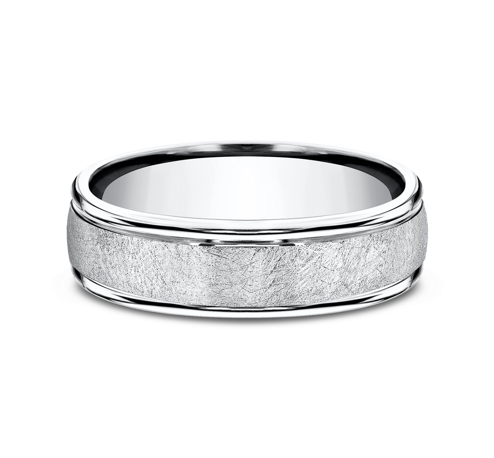 THE EZRA 6.5mm, Comfort fit, White Cobalt, Swirl finish, polished round edges