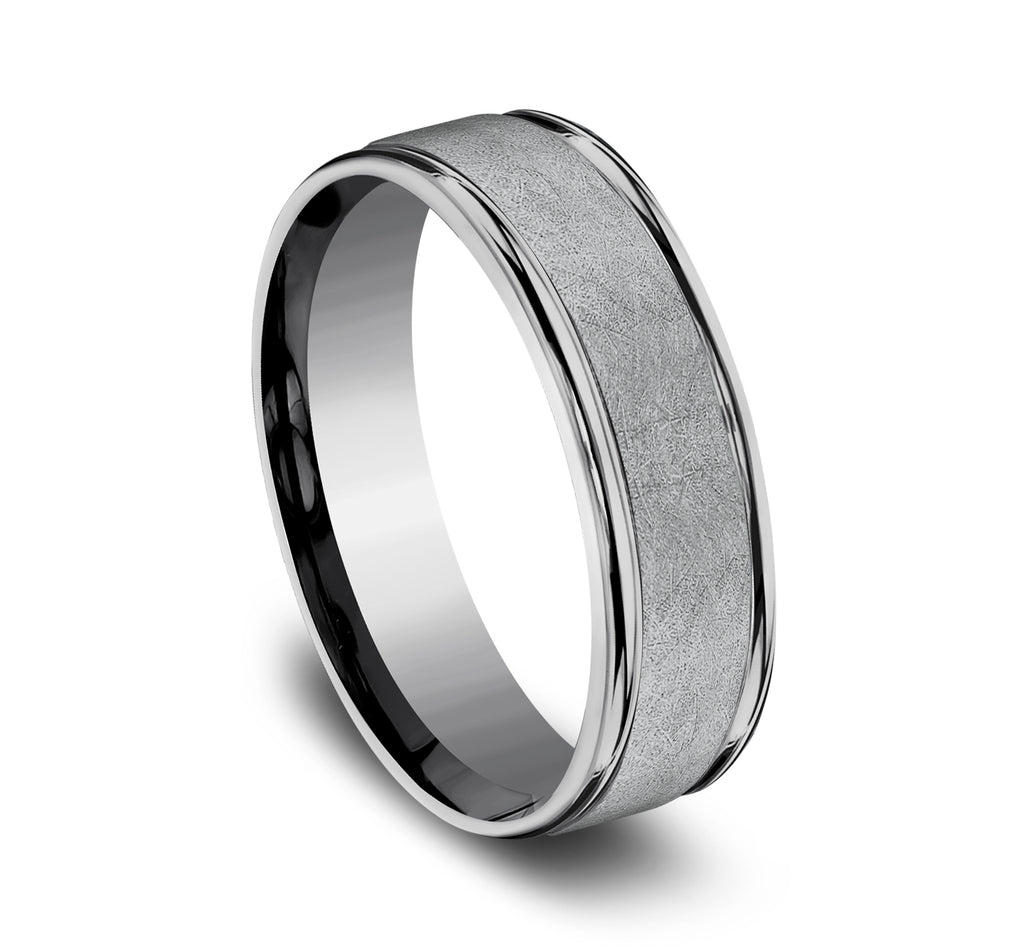 THE EZRA 6.5mm, Comfort fit, Grey Tantalum, Swirl finish, polished round edges