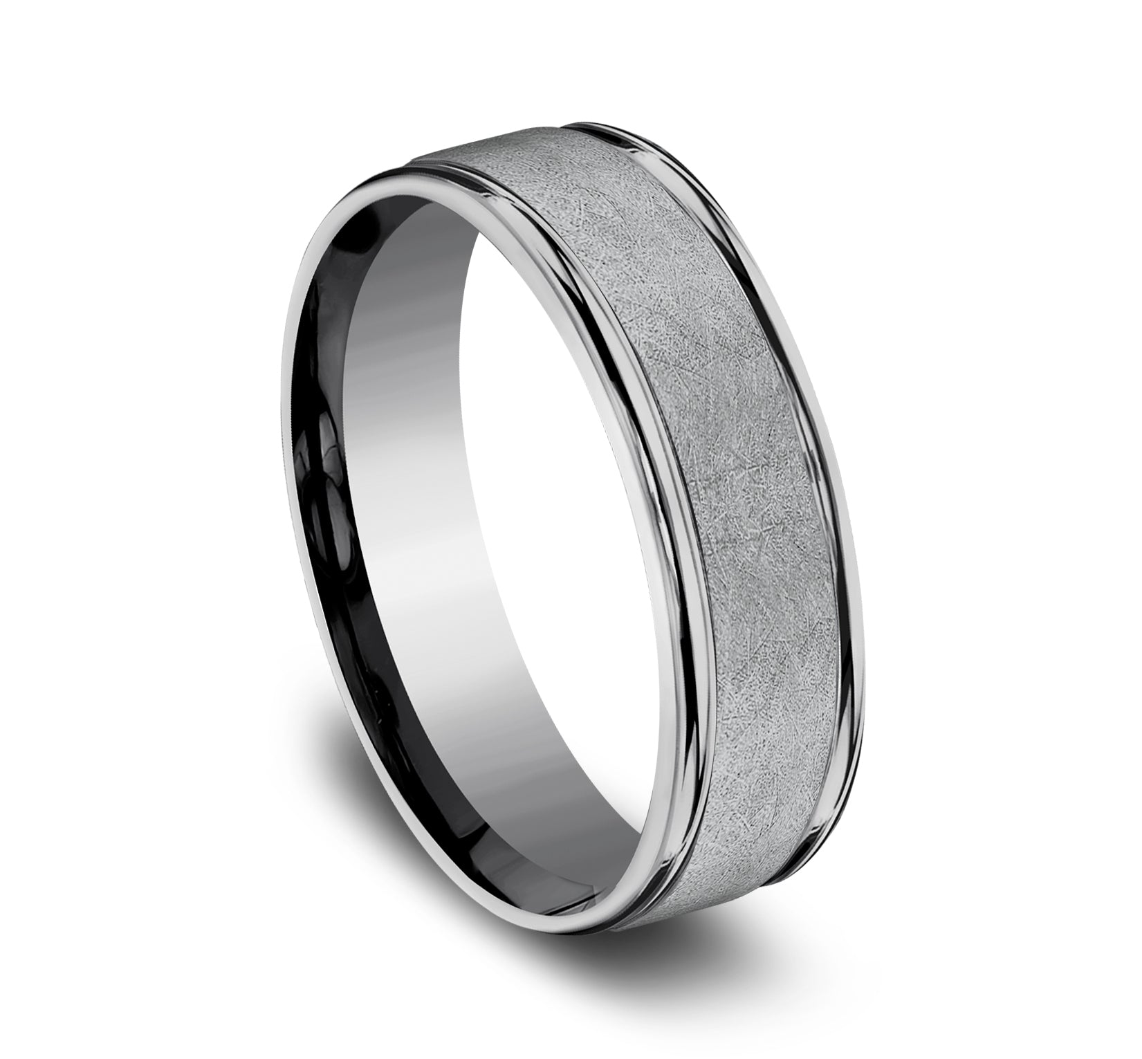 THE EZRA 6.5mm, Comfort fit, Grey Tantalum, Swirl finish, polished round edges